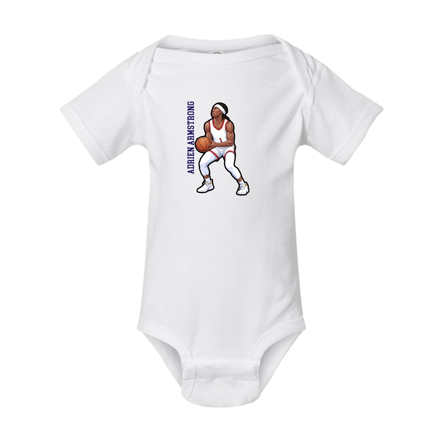 Baby Onesie — Name Vertical in White