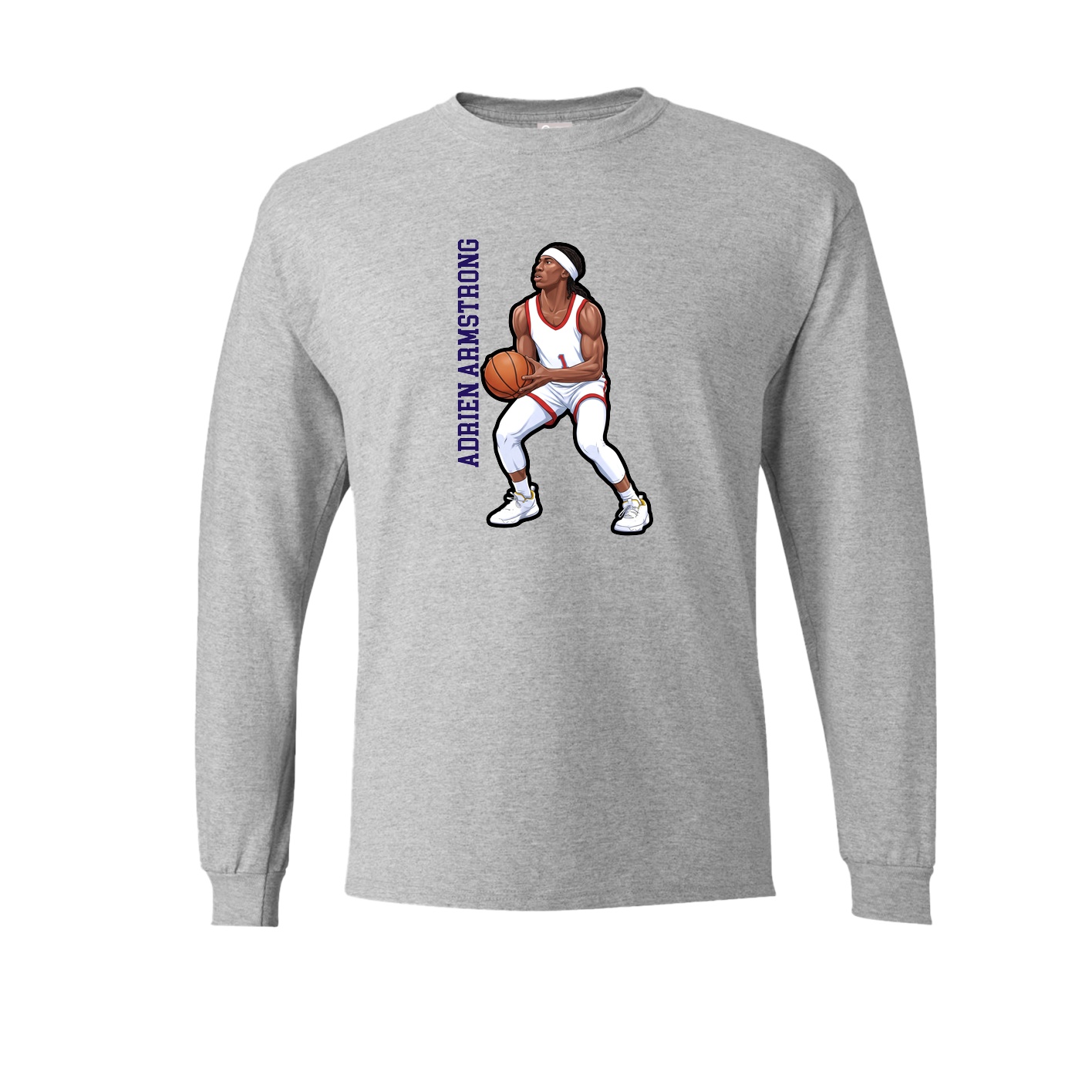 Long Sleeve Tee — Name Vertical in Grey