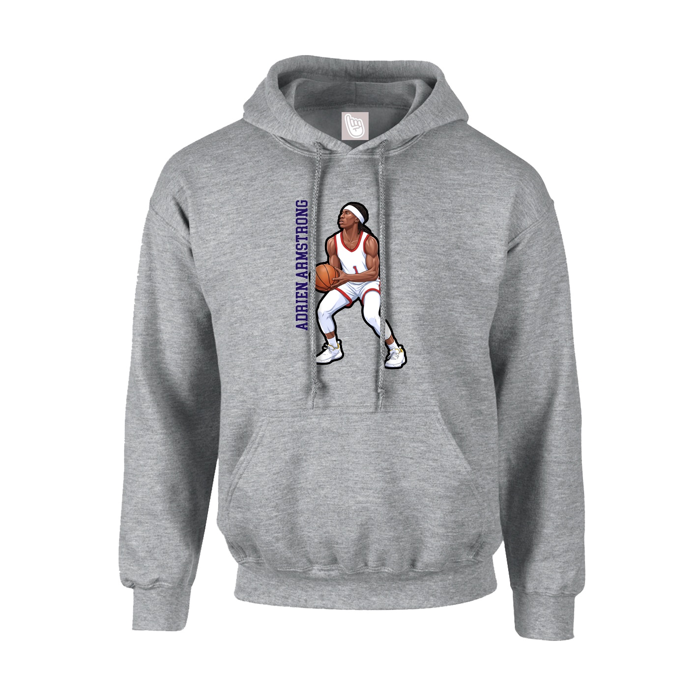 Hoodie — Name Vertical in Grey