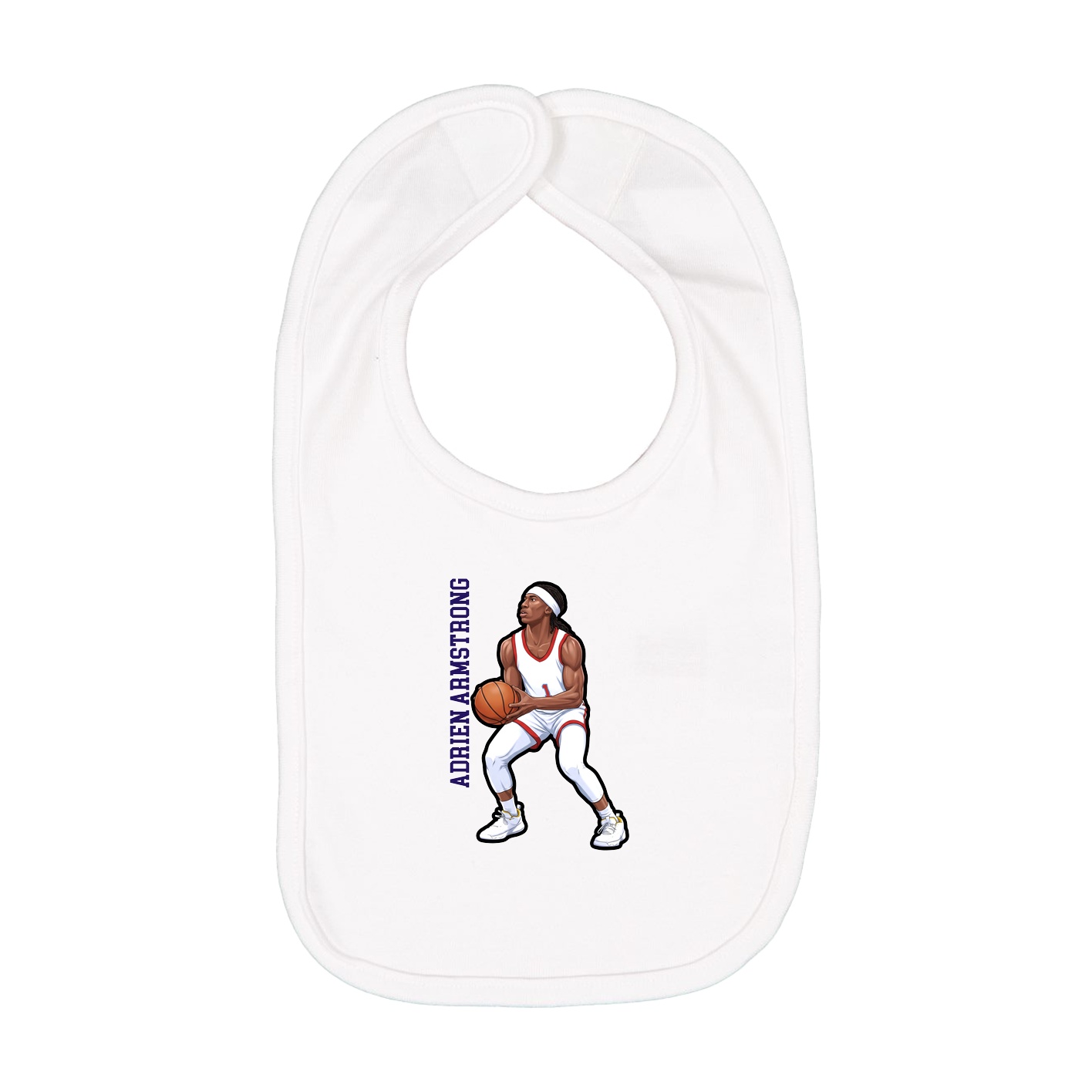 Infant Bib — Name Vertical in White