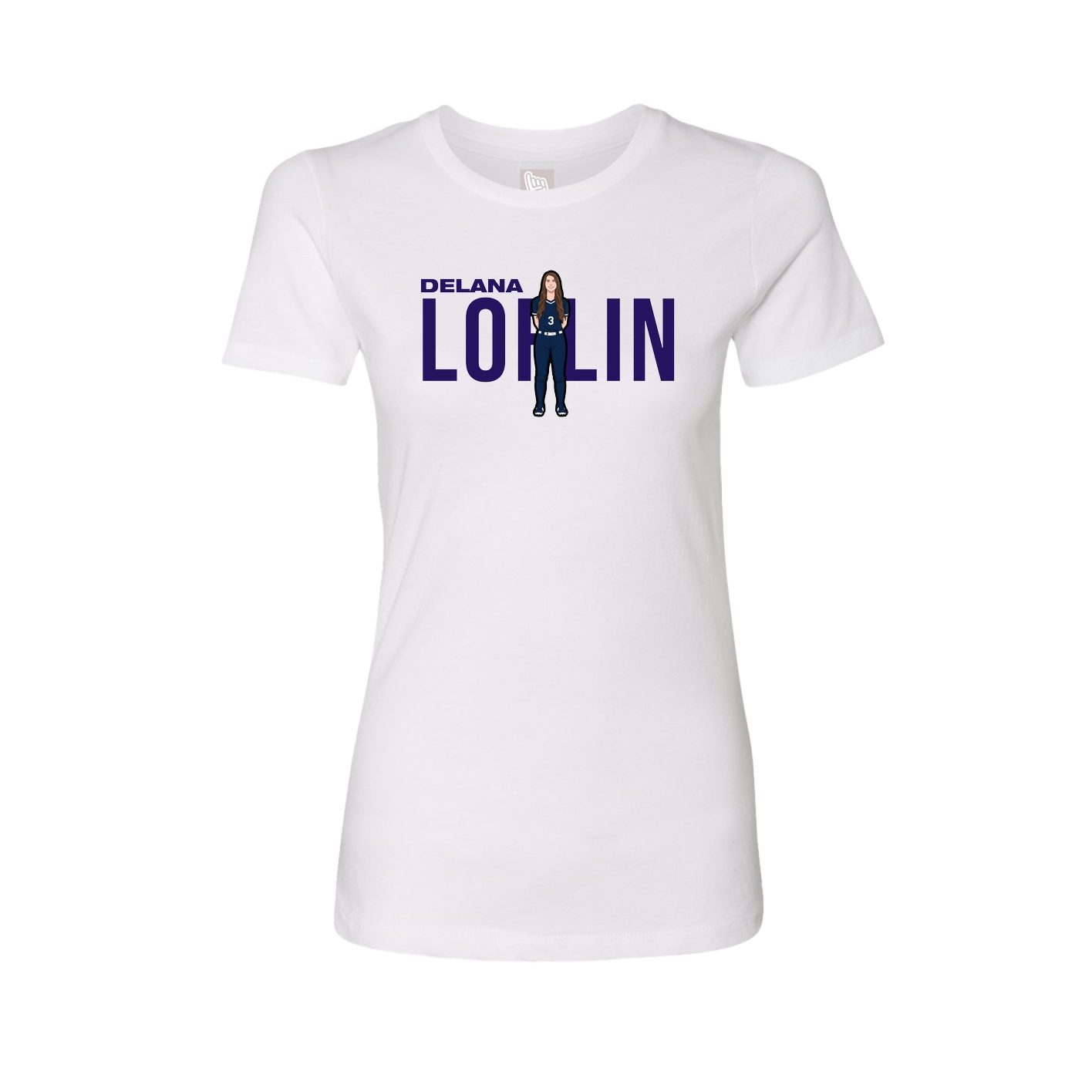 Fitted Women's Tee — Player Name in White