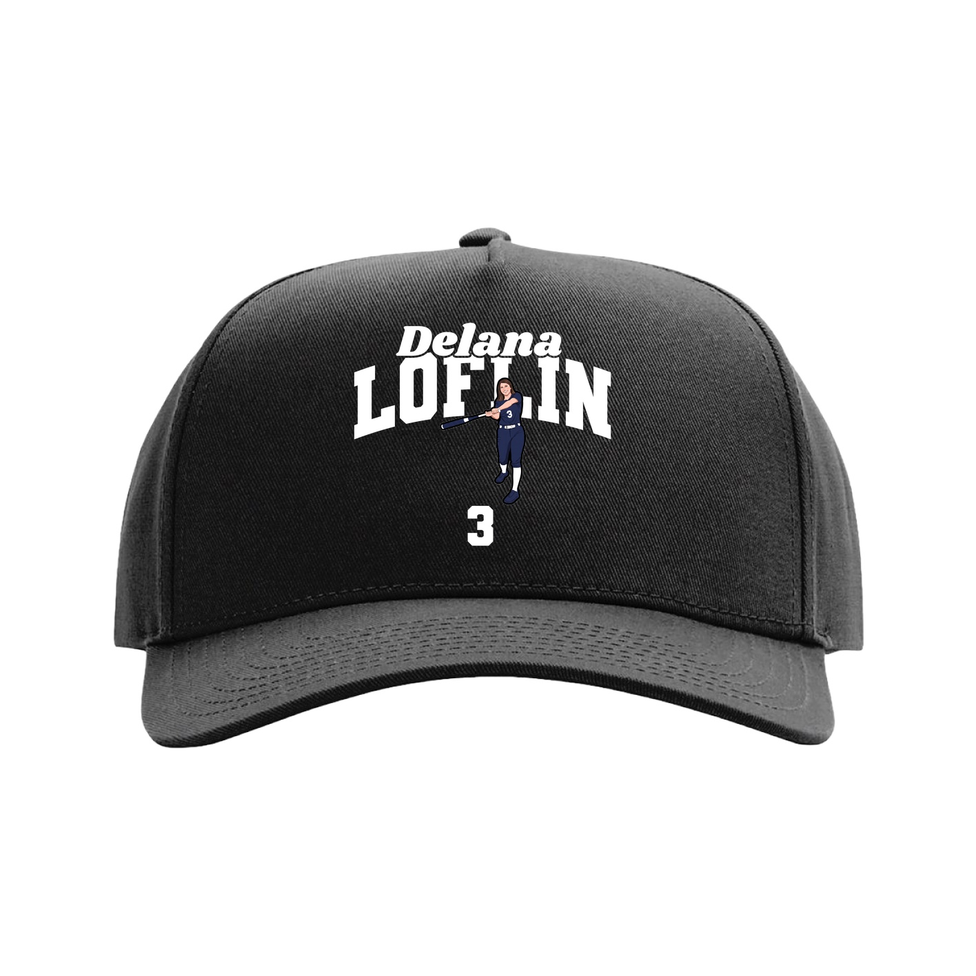 Full Fabric Five-Panel Champ Cap — Signature Arch in Black