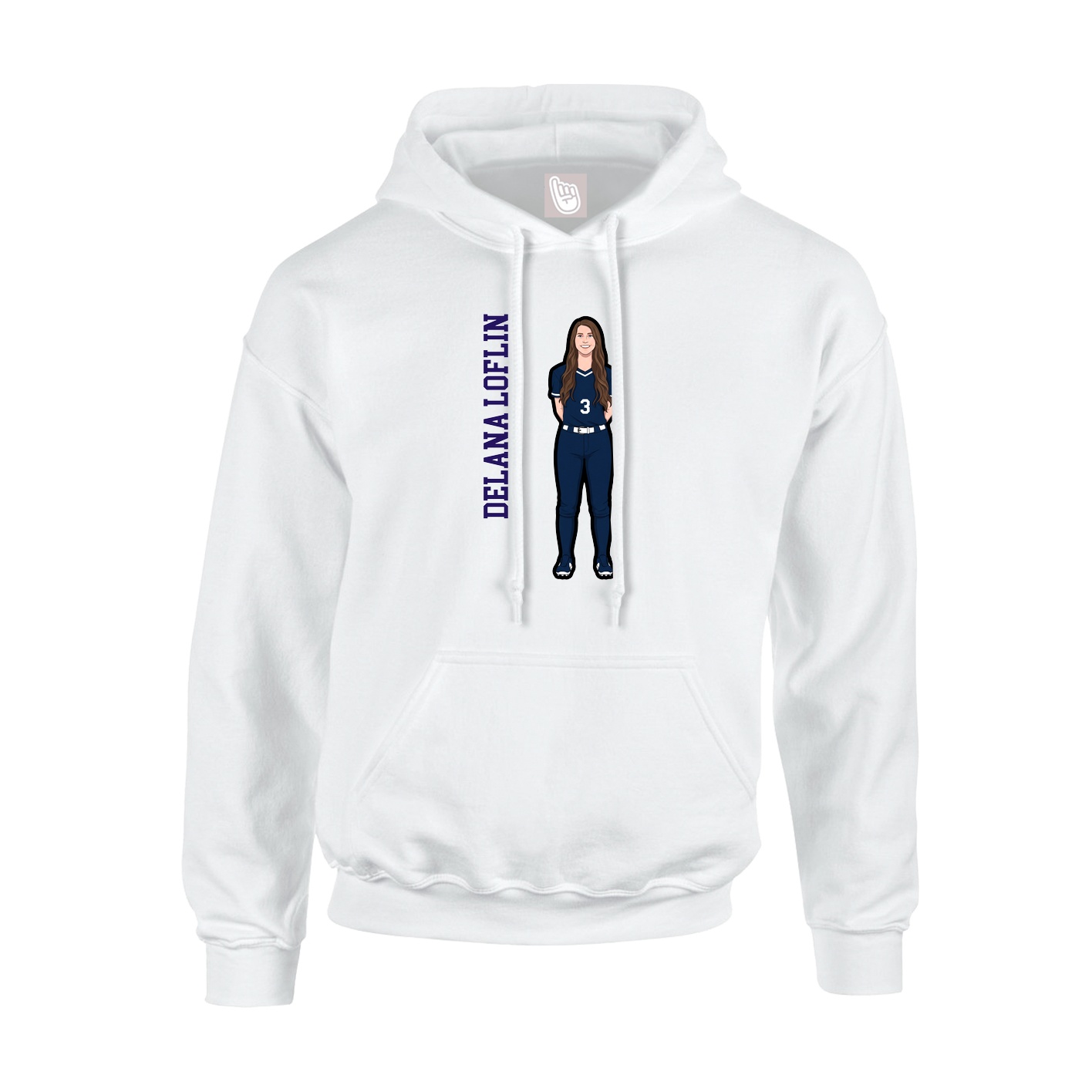 Youth Hoodie — Name Vertical in White