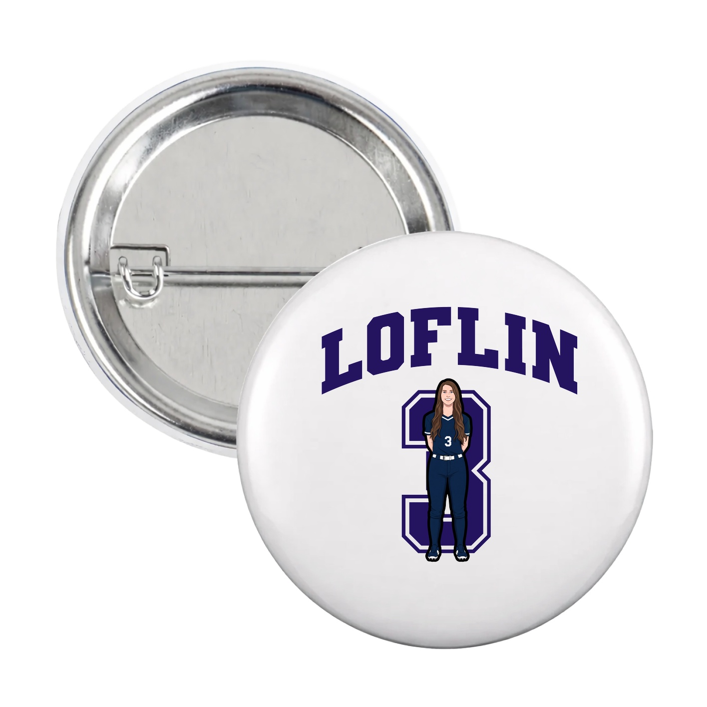 Game Day Button — Number in White