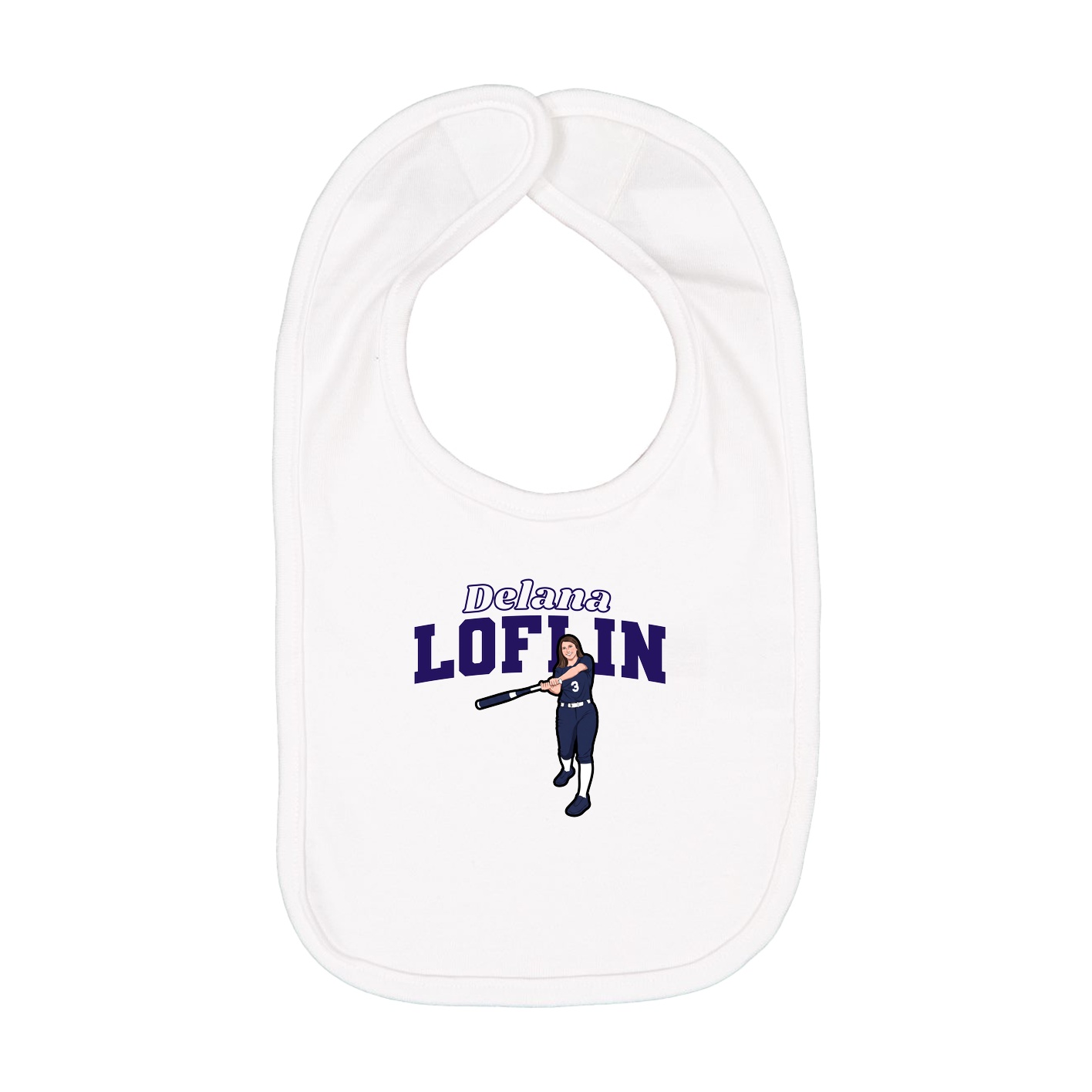 Infant Bib — Name Arch in White