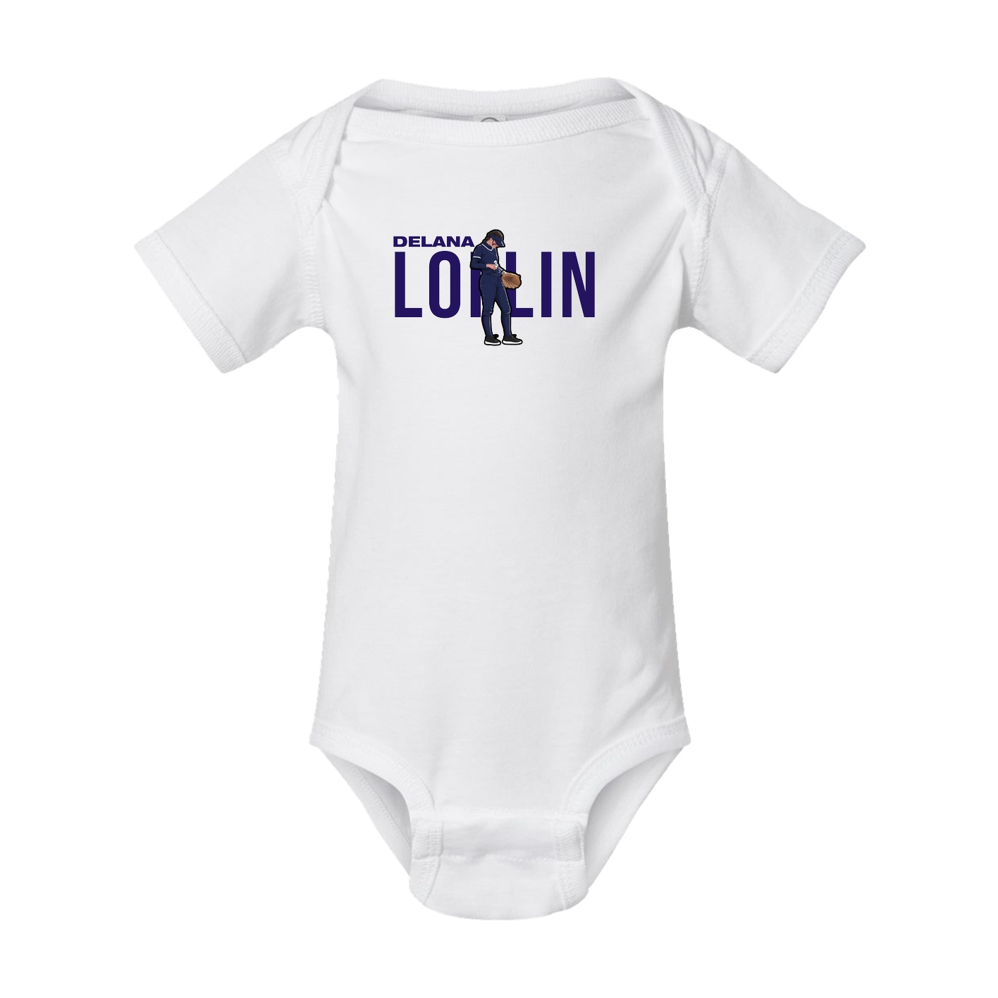 Baby Onesie — Player Name in White