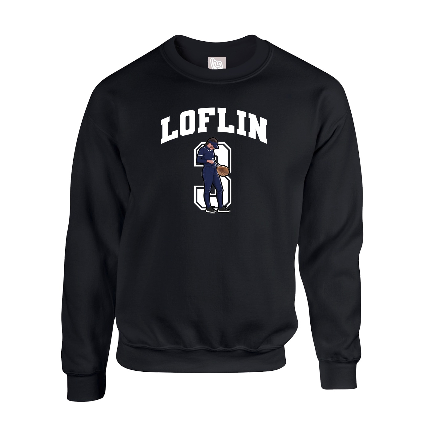 Fleece Crew — Number in Black