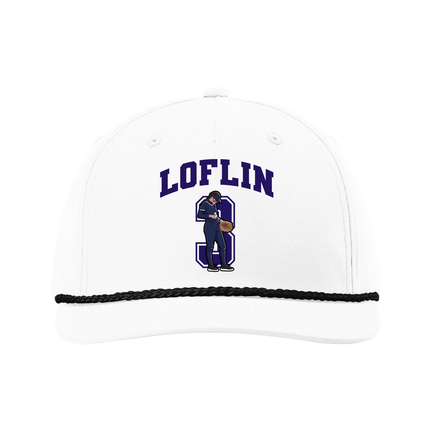 Five-Panel Classic Rope Cap — Number in White