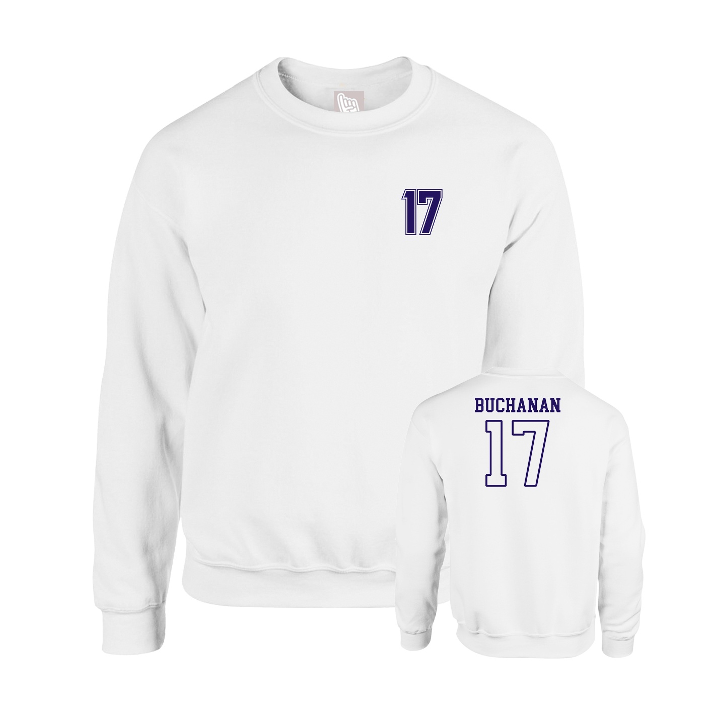 Fleece Crew — Chest Back in White