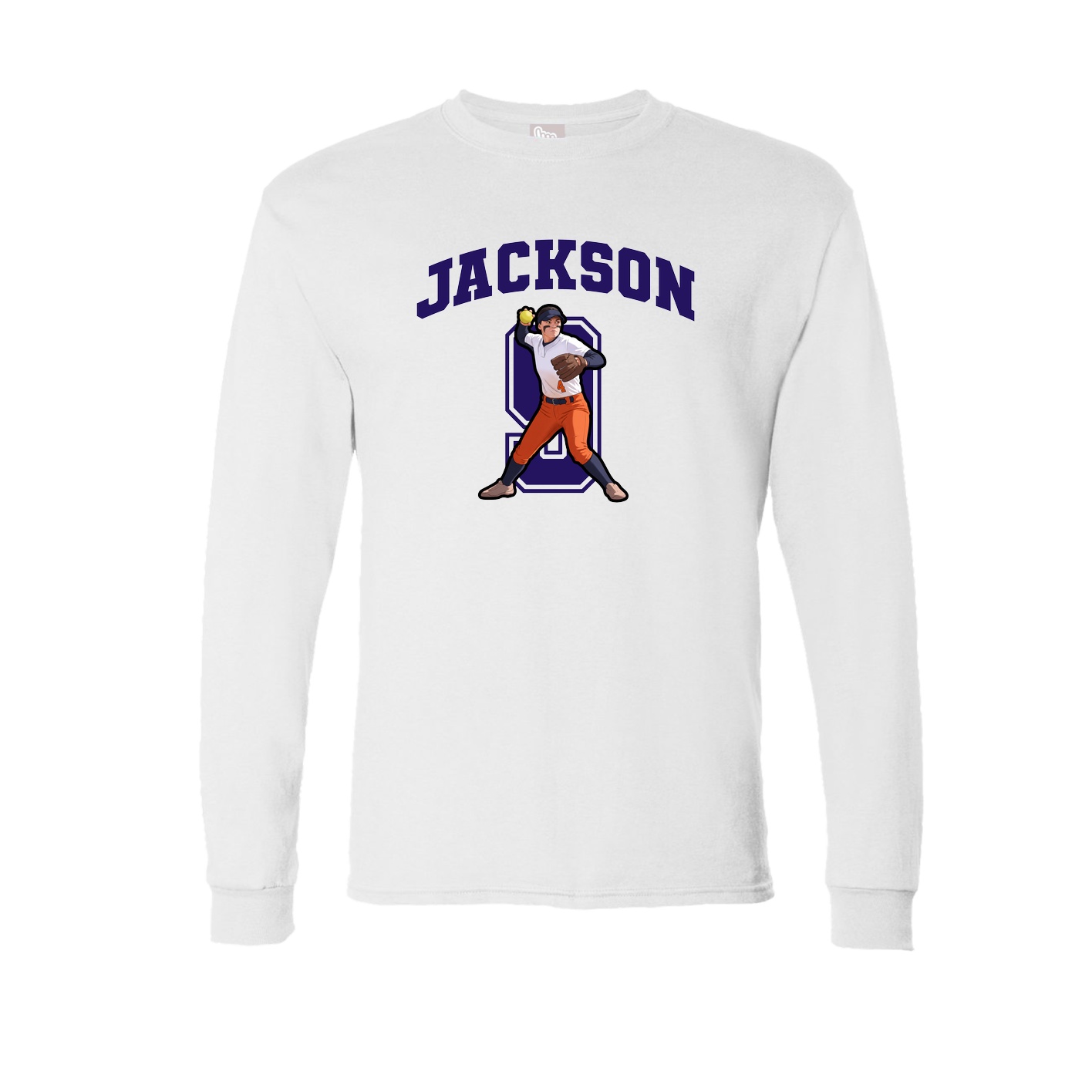 Long Sleeve Tee — Number in White