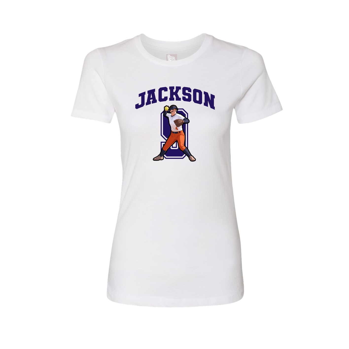Fitted Women's Tee — Number in White