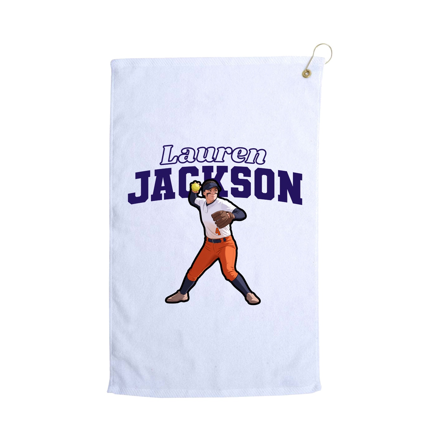 Golf Towel — Name Arch in White