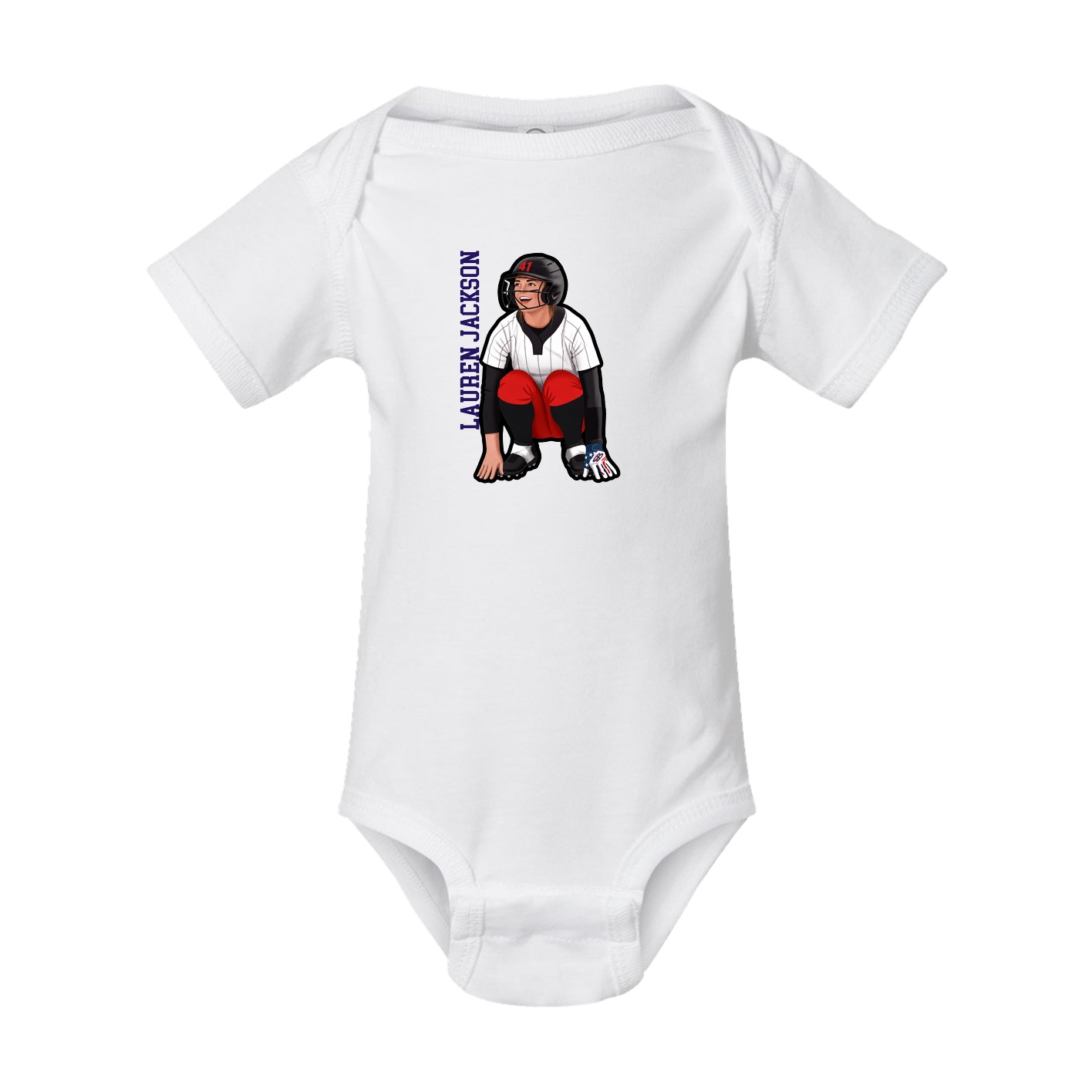 Baby Onesie — Name Vertical in White