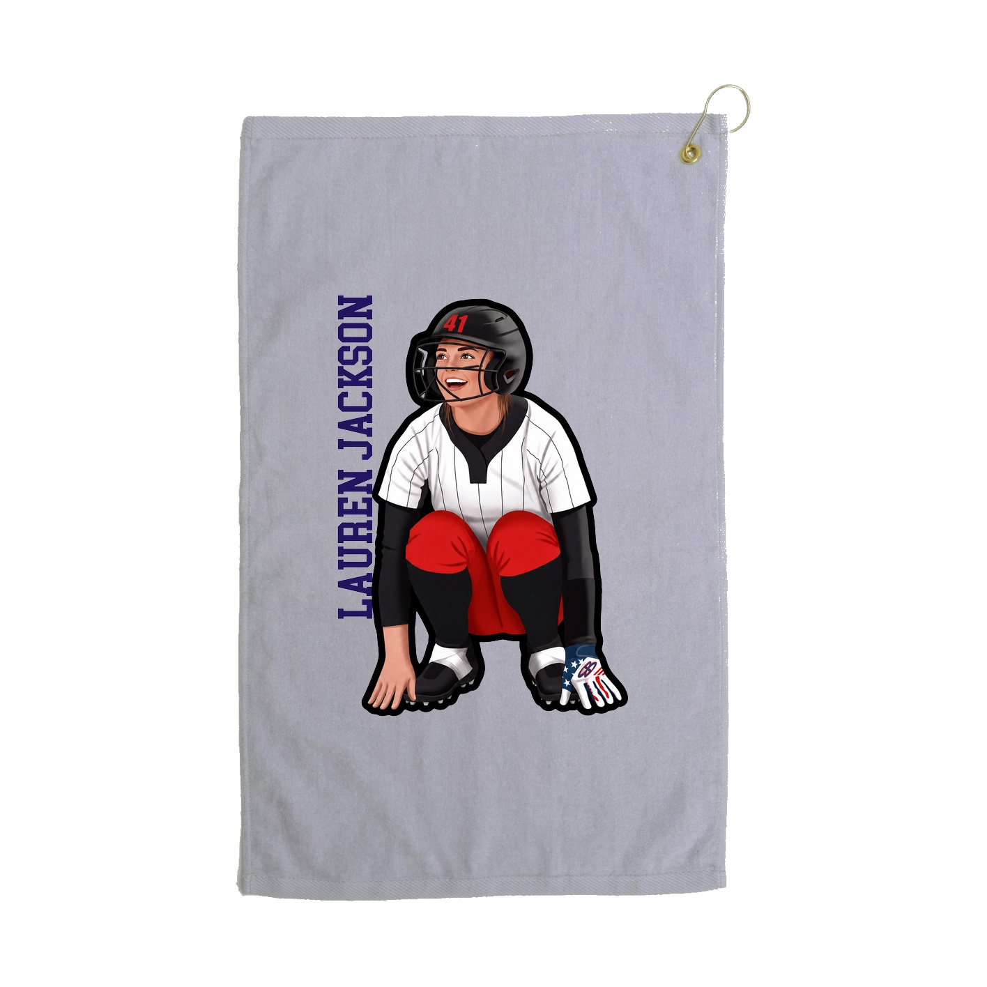 Golf Towel — Name Vertical in Grey