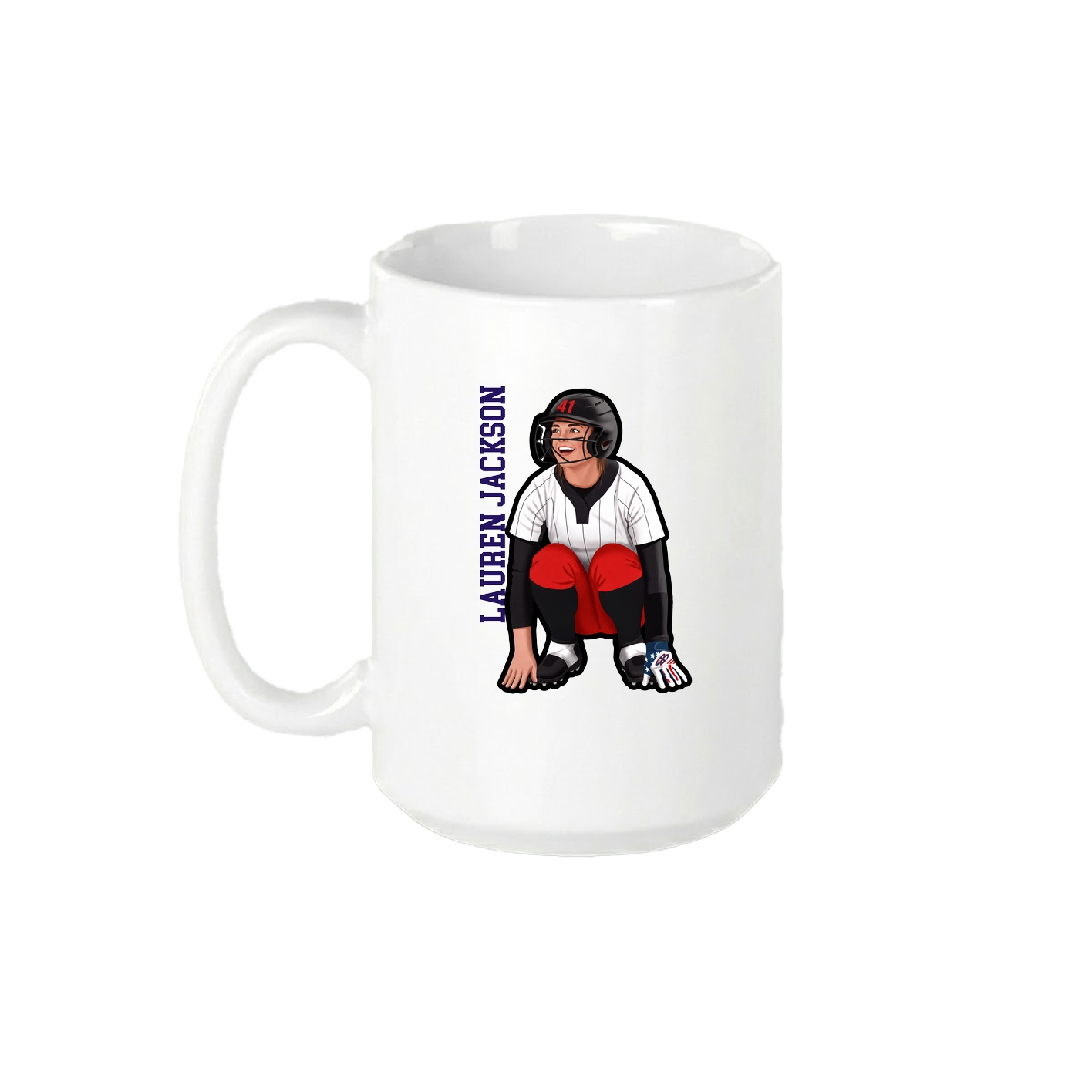 15oz Coffee Mug — Name Vertical in White