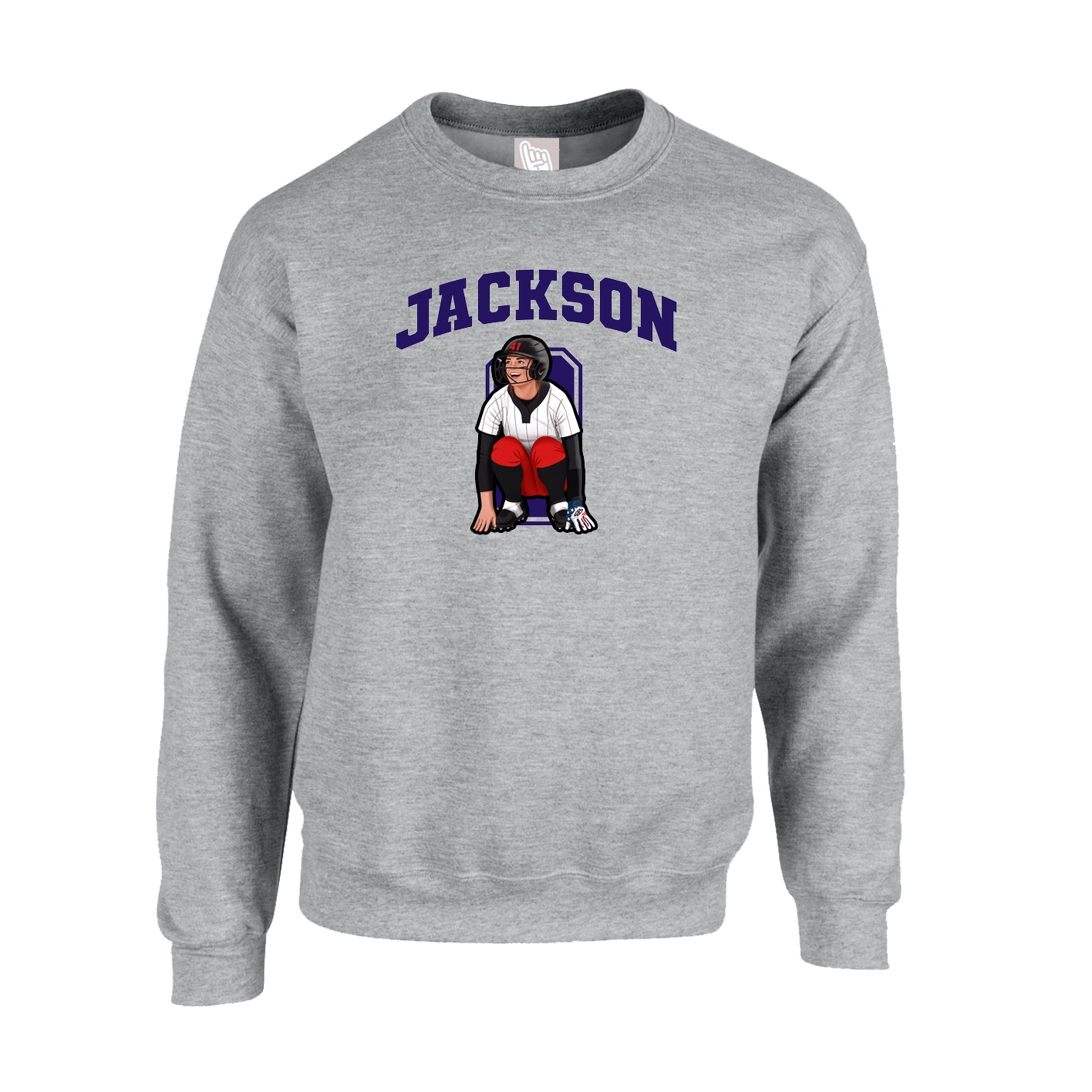 Fleece Crew — Number in Grey