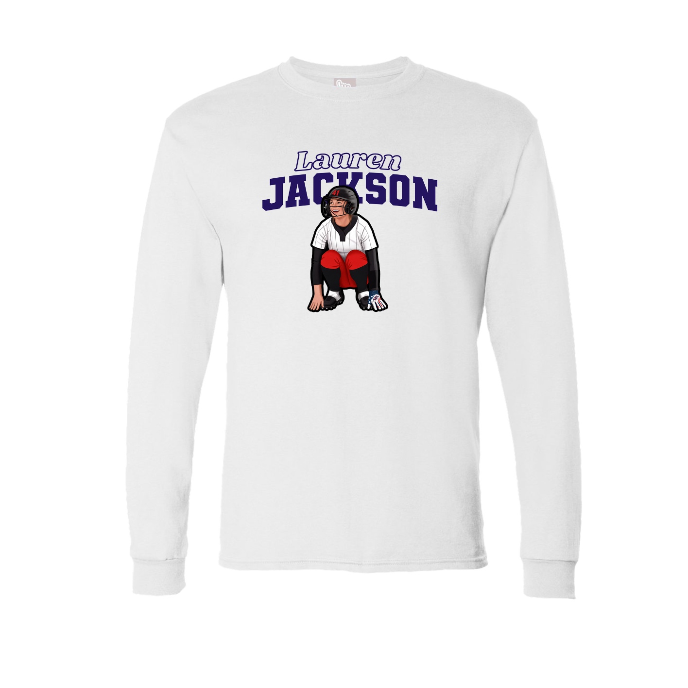 Long Sleeve Tee — Name Arch in White