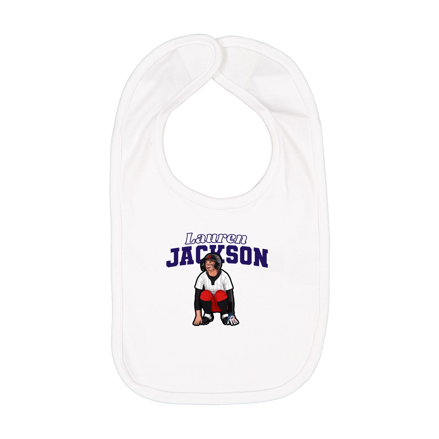 Infant Bib — Name Arch in White