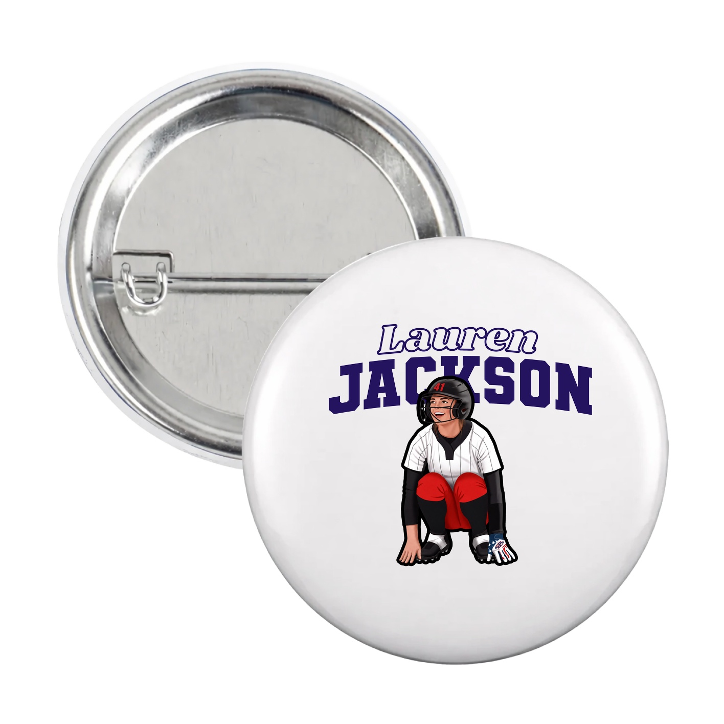 Game Day Button — Name Arch in White