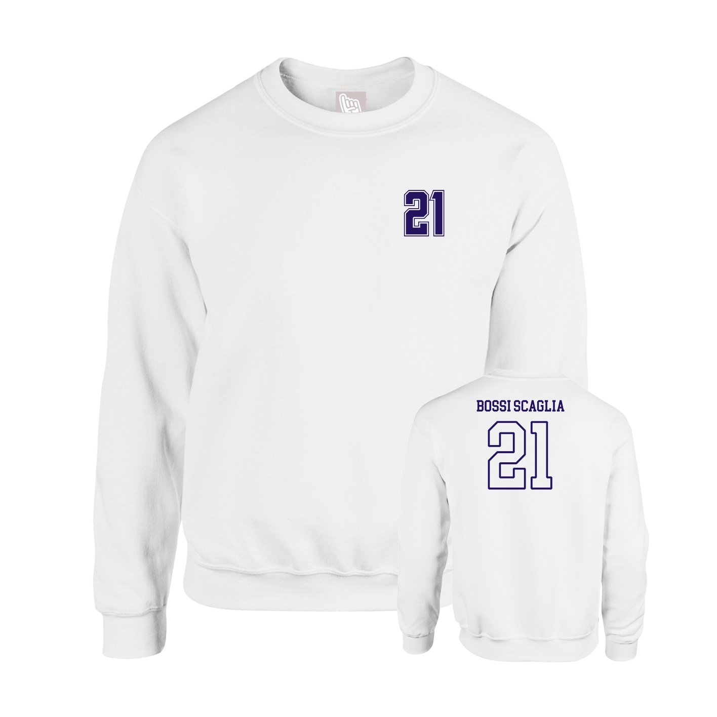 Fleece Crew — Chest Back in White