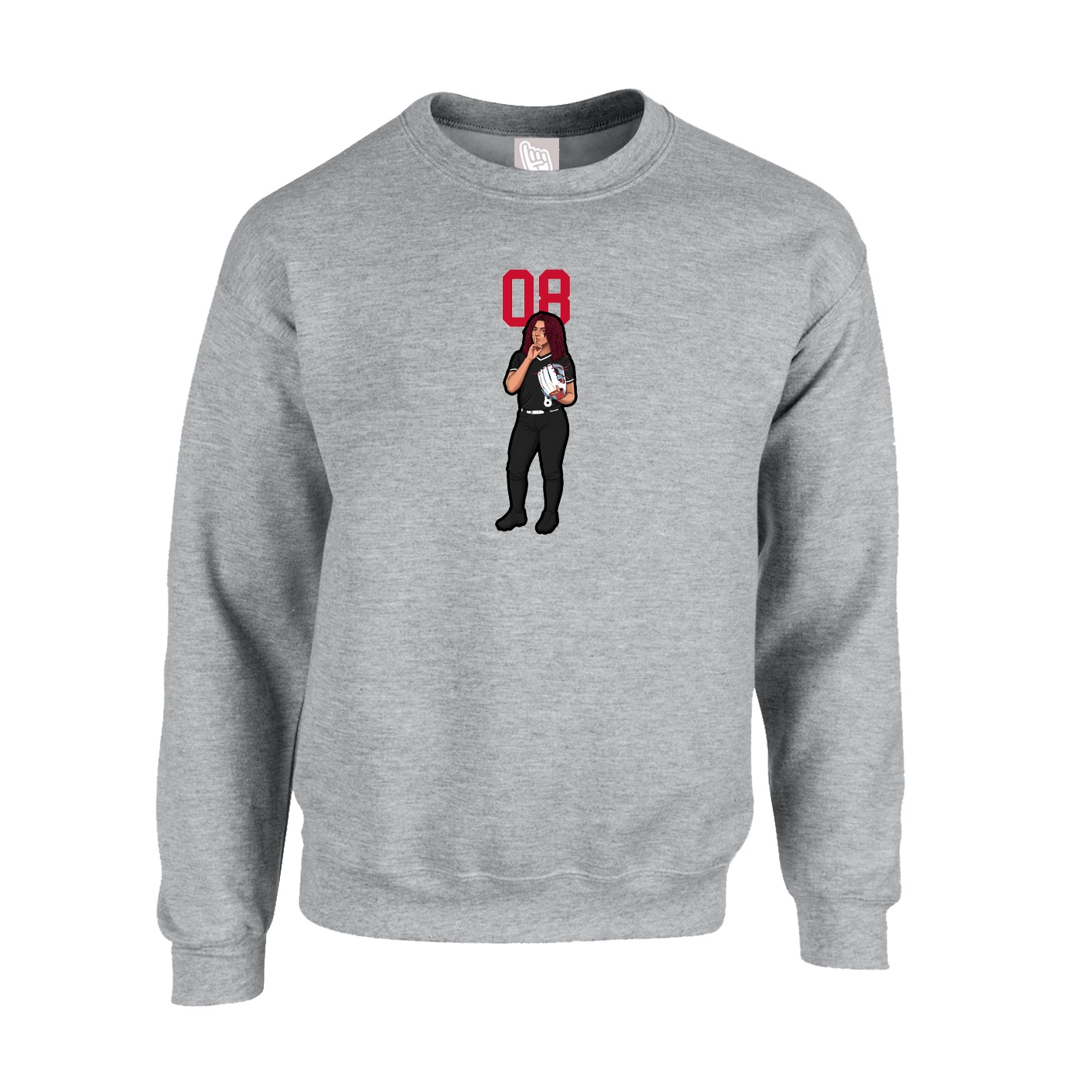 Fleece Crew — Number Top in Grey