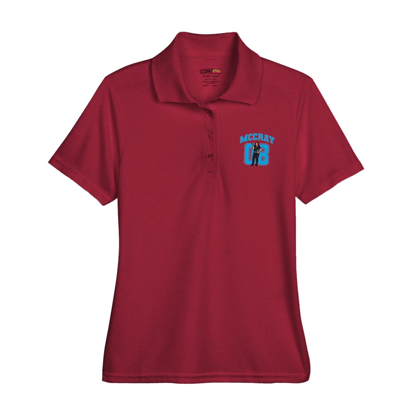 Womens Performance Polo — Number in Red