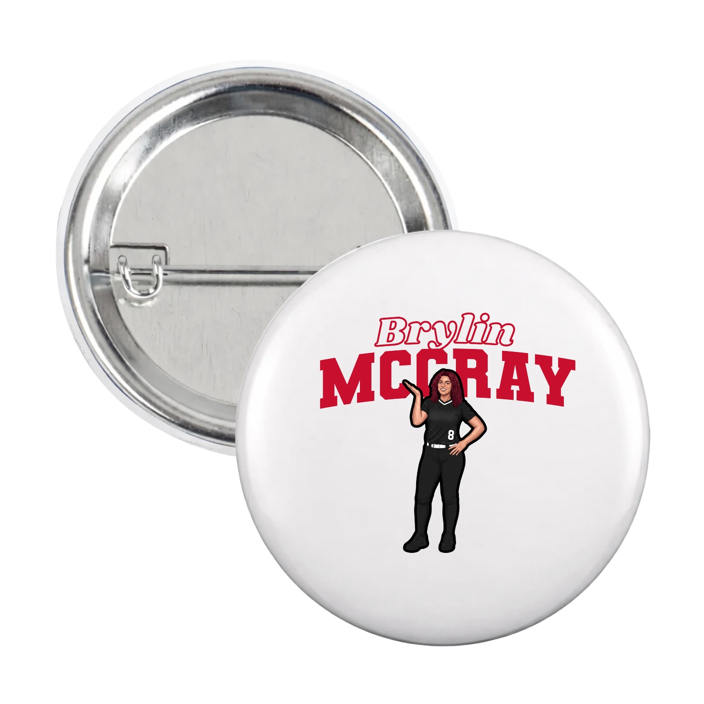 Game Day Button — Name Arch in White