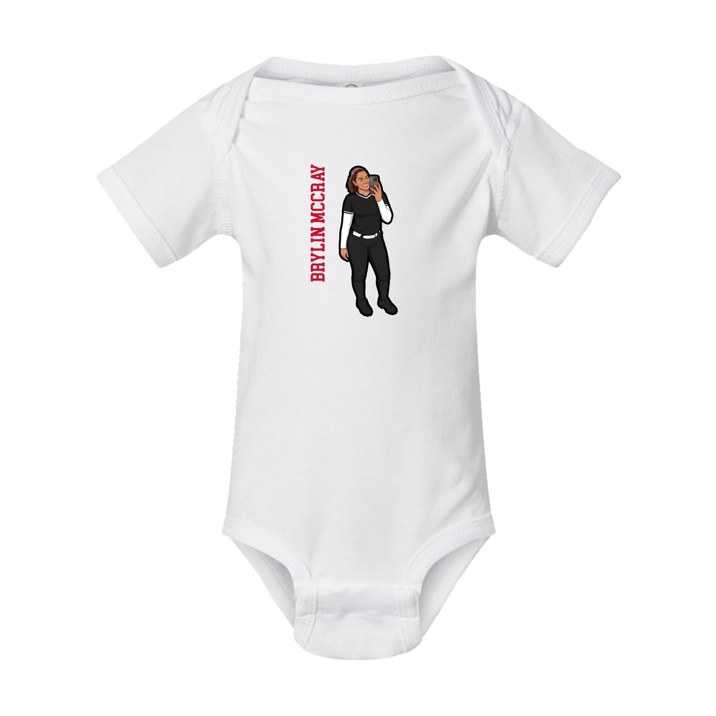 Baby Onesie — Name Vertical in White