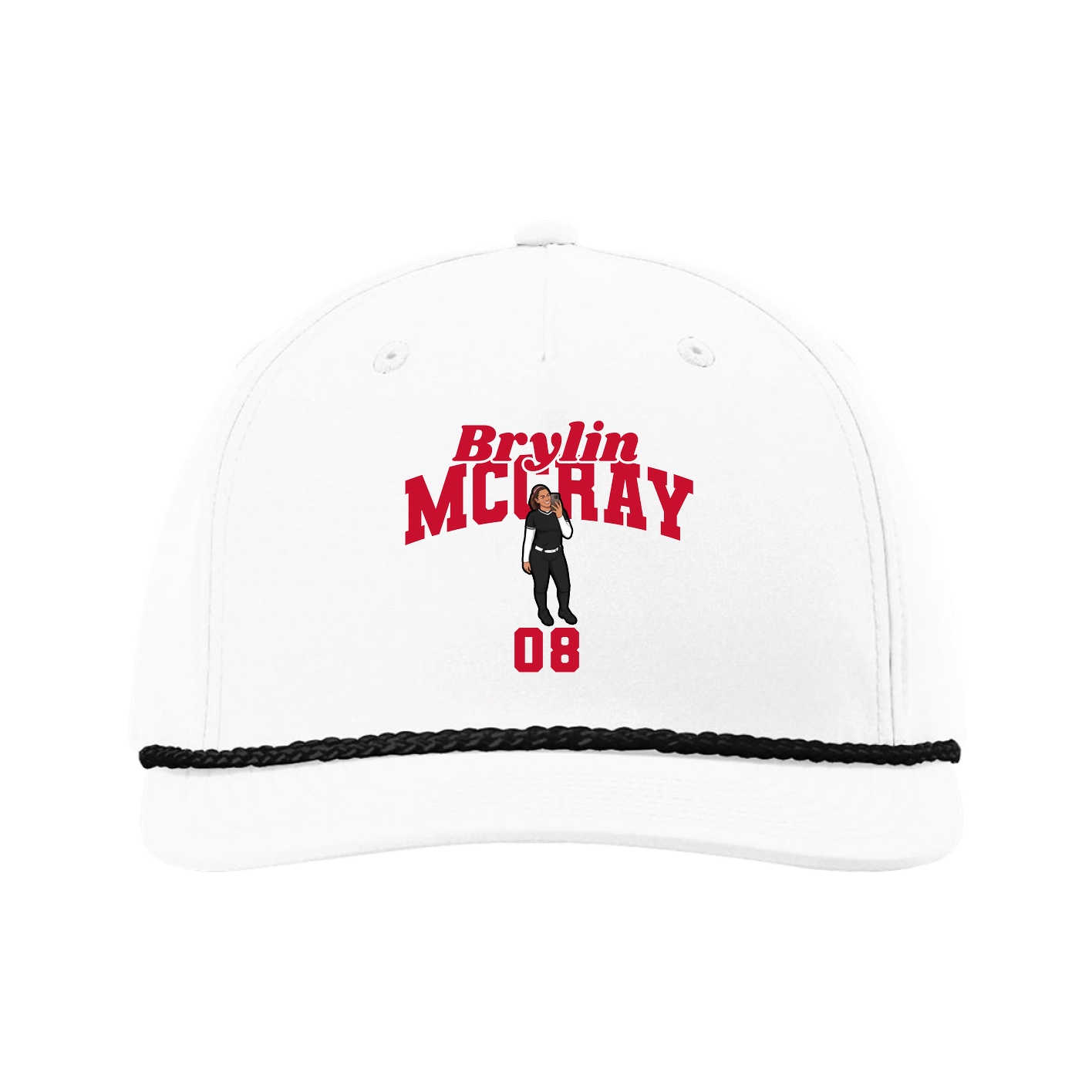 Five-Panel Classic Rope Cap — Signature Arch in White