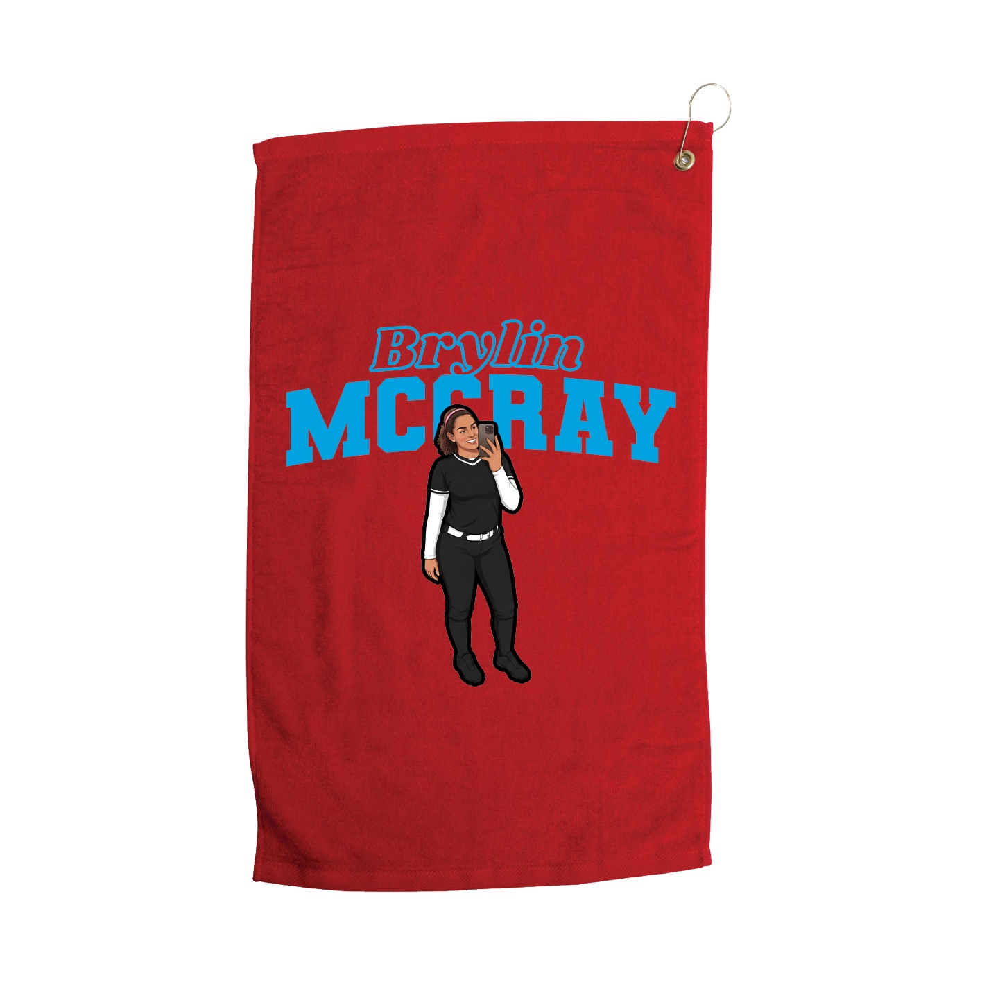 Golf Towel — Name Arch in Red