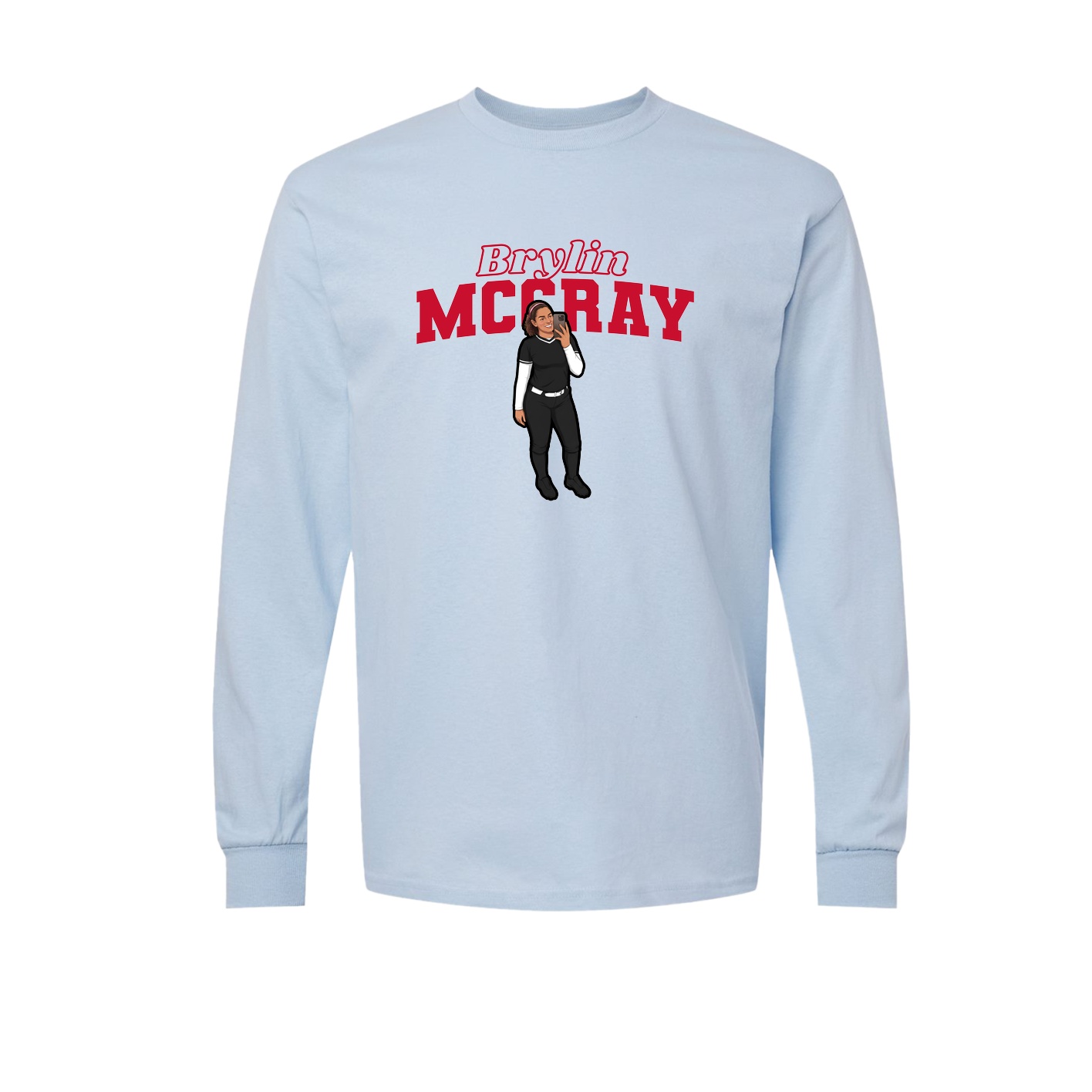 Long Sleeve Tee — Name Arch in Light Blue