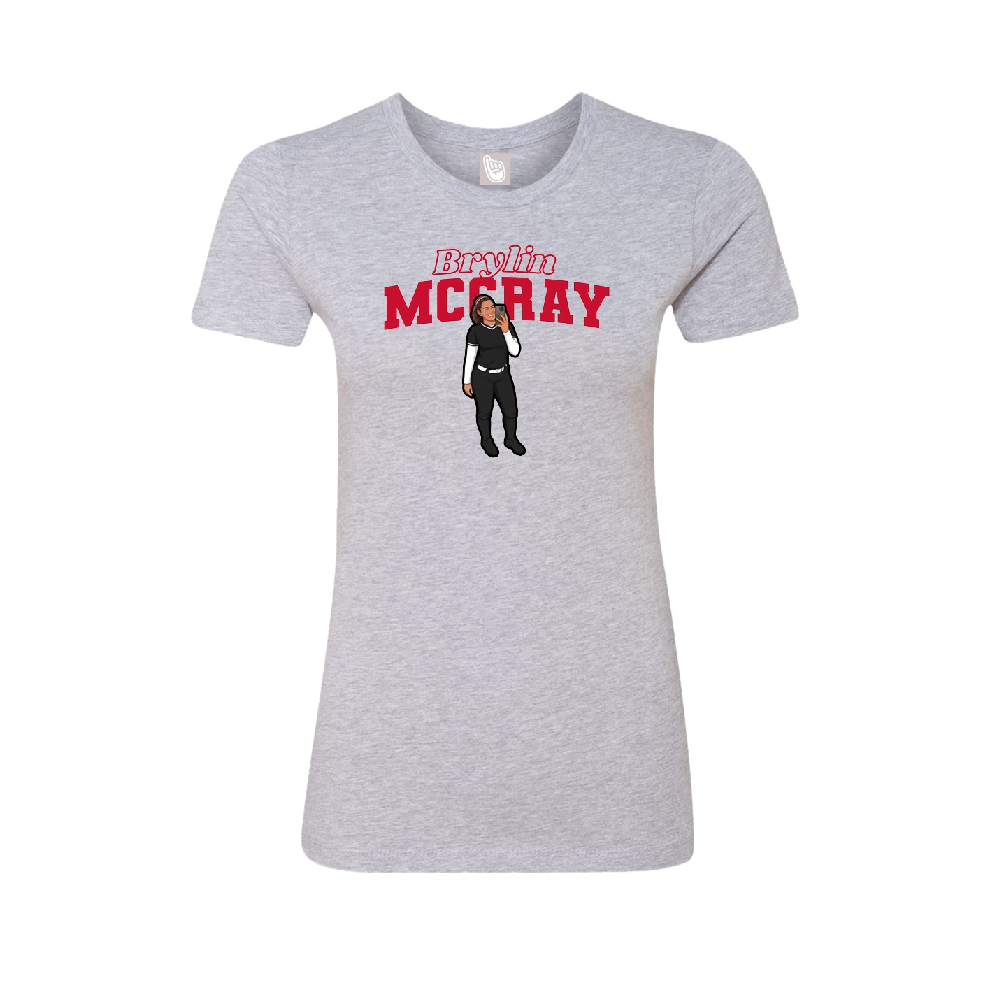 Fitted Women's Tee — Name Arch in Grey