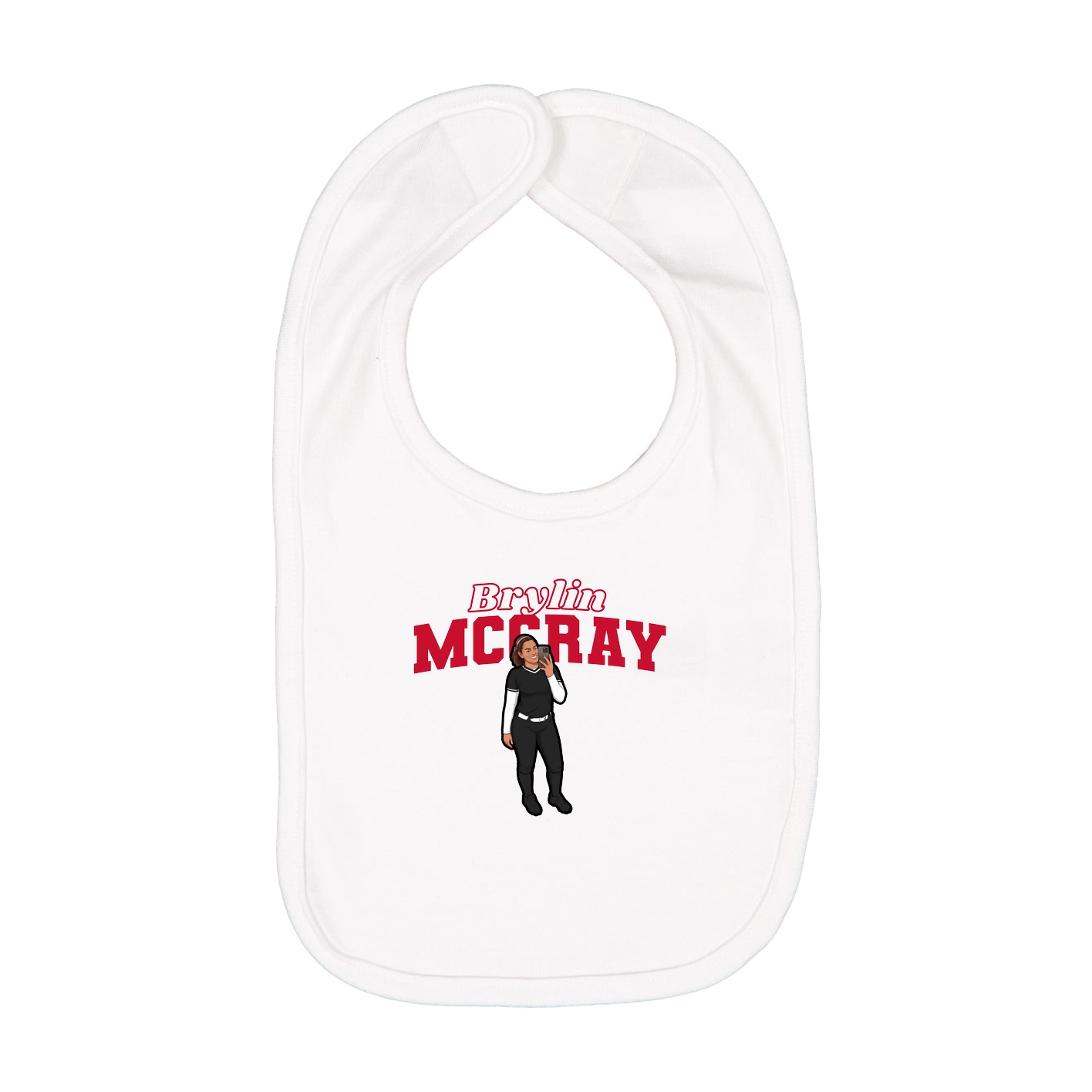 Infant Bib — Name Arch in White