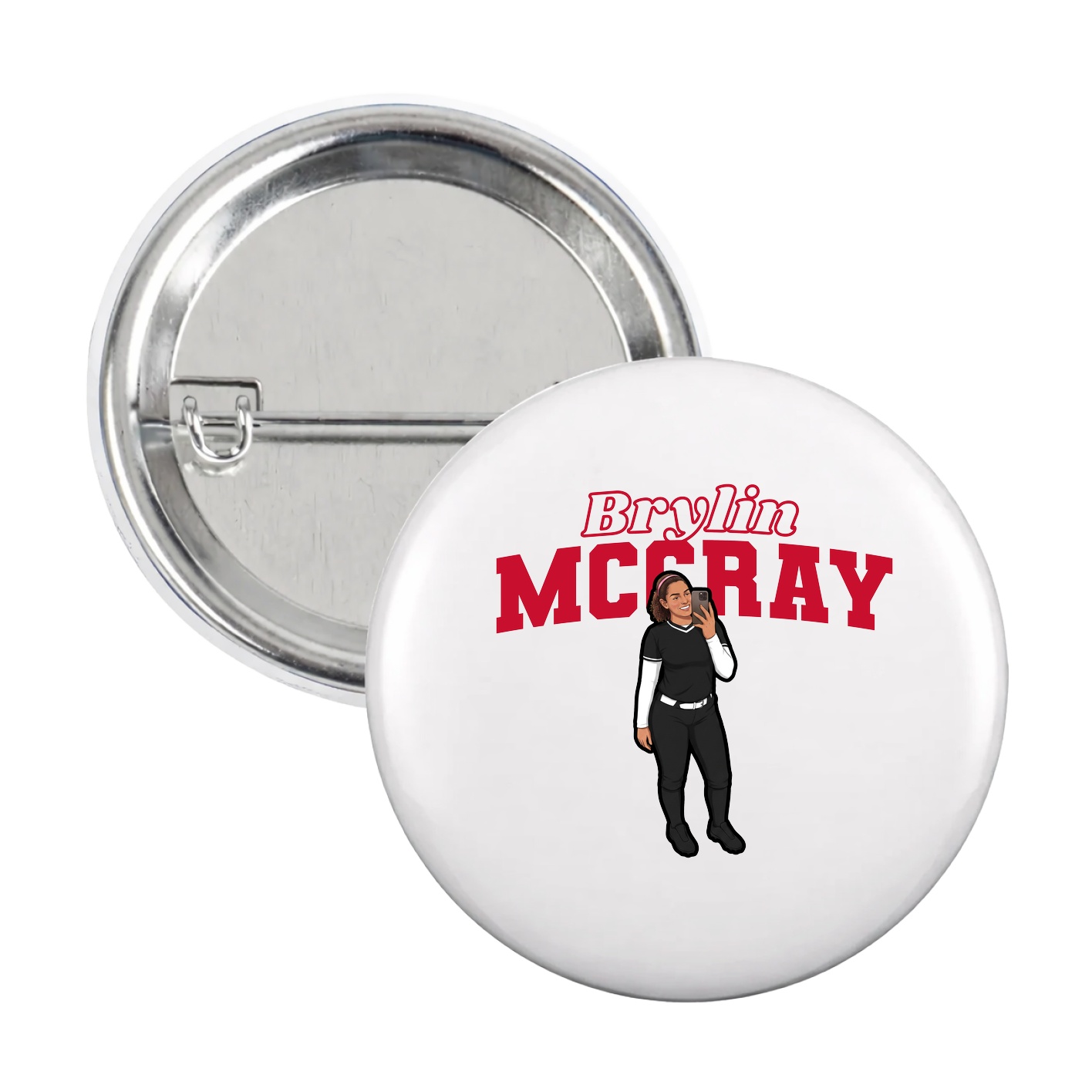 Game Day Button — Name Arch in White