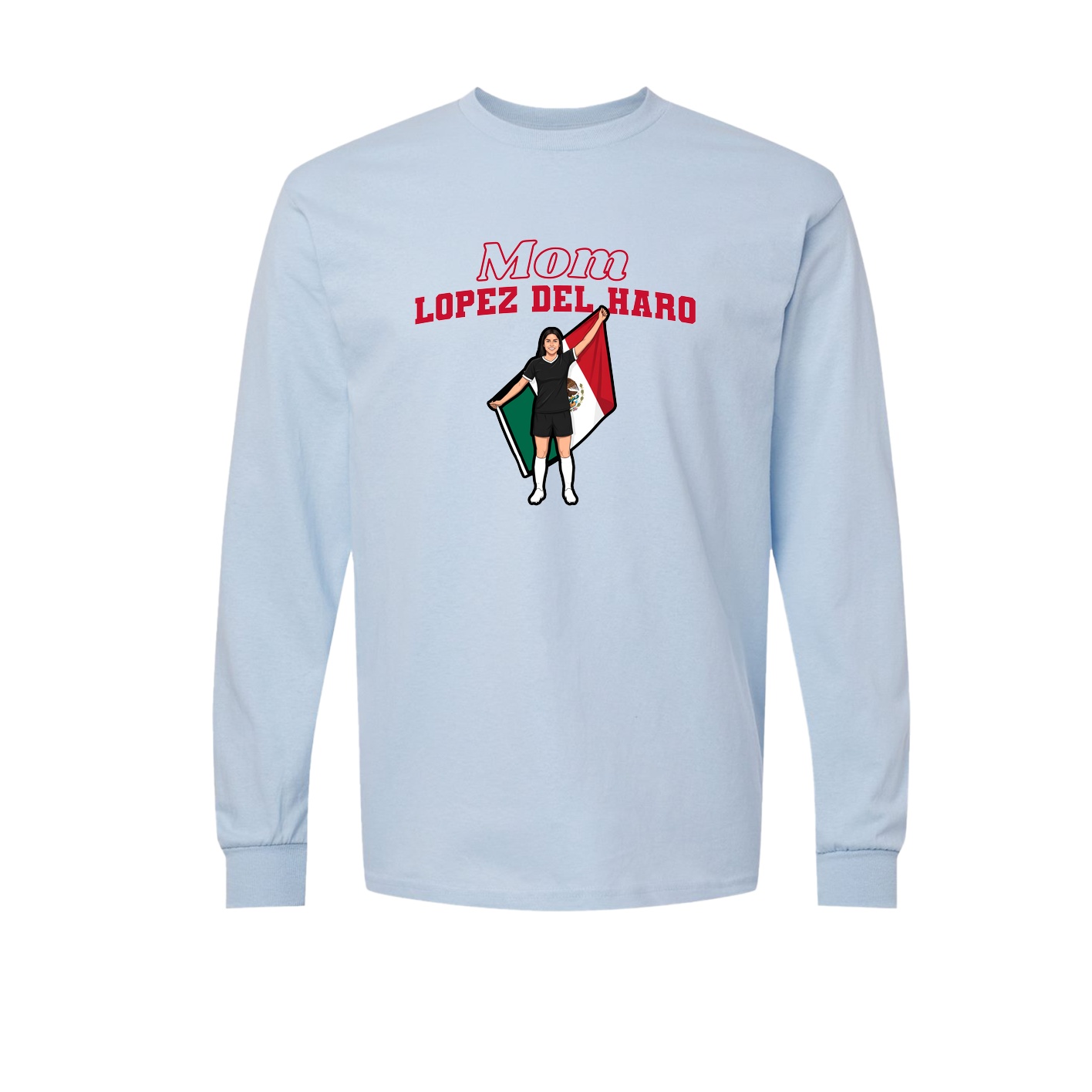 Long Sleeve Tee — Mothers Day Block in Light Blue