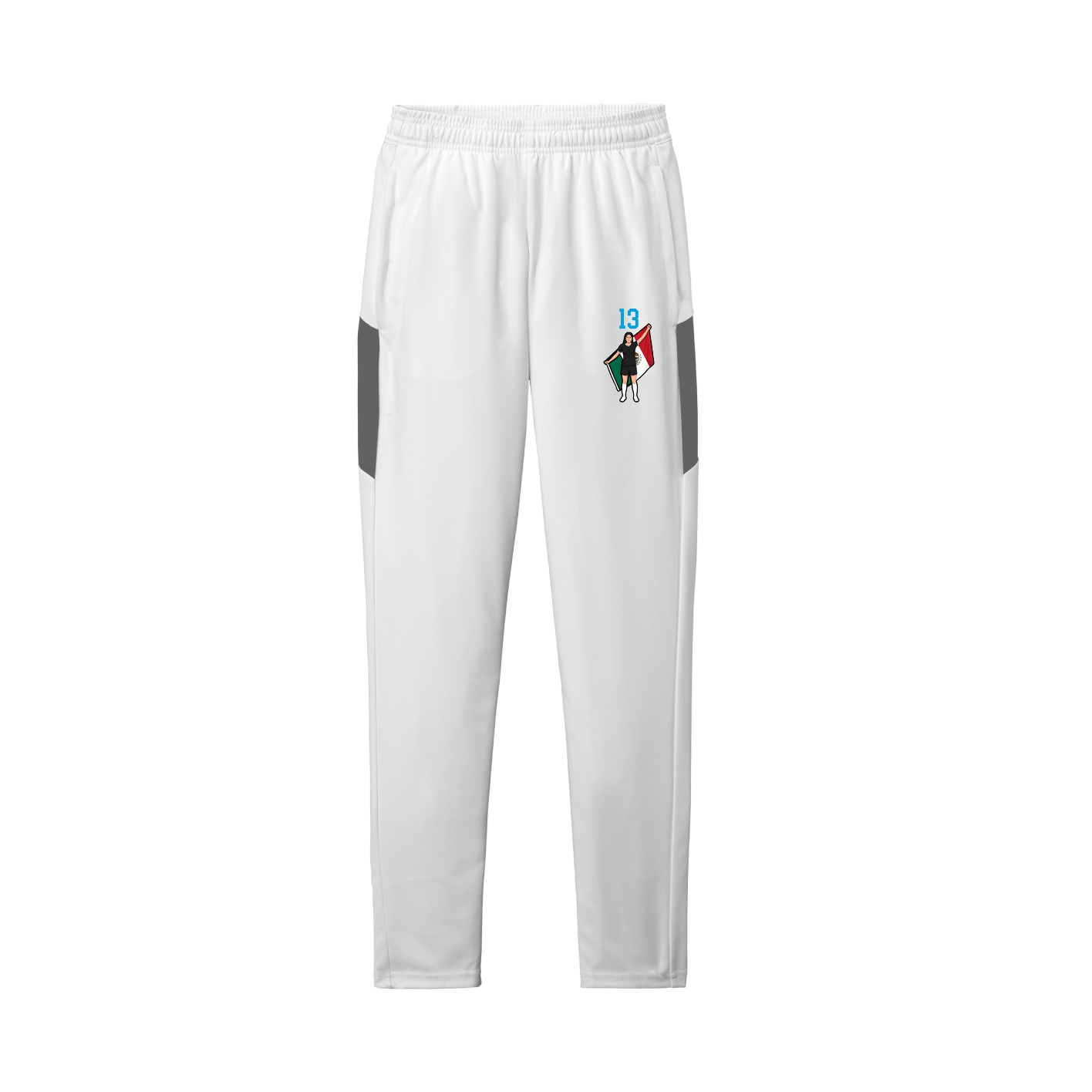 Team Travel Pant — Number Top in White/Grey