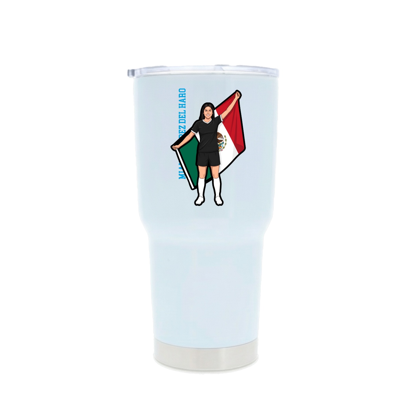 30oz Stainless Steel Tumbler — Name Vertical in White