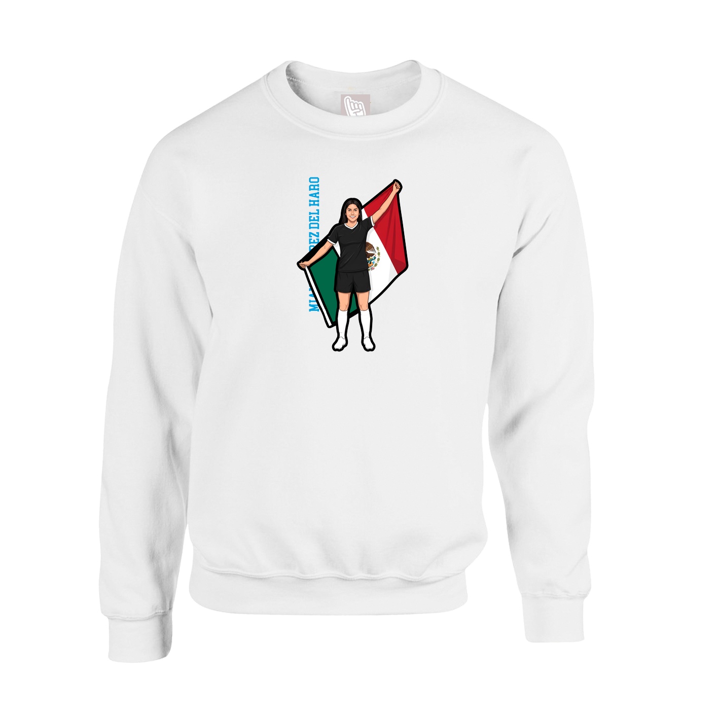 Fleece Crew — Name Vertical in White
