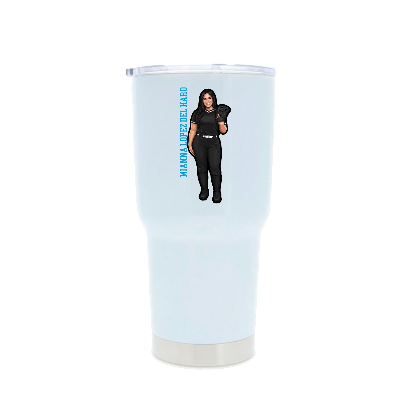 30oz Stainless Steel Tumbler — Name Vertical in White