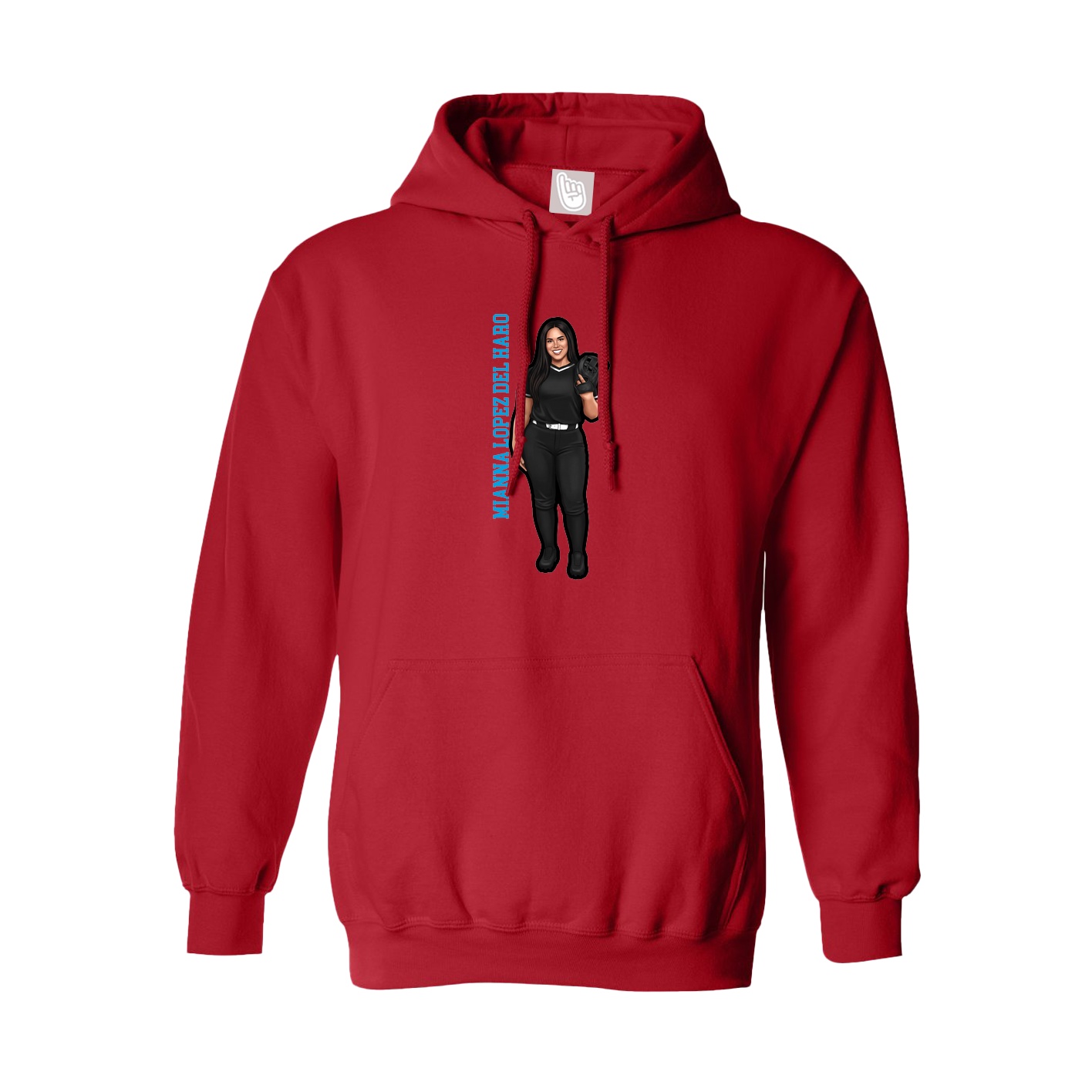 Hoodie — Name Vertical in Red