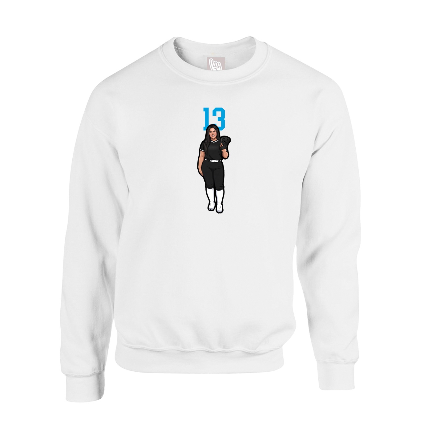 Fleece Crew — Number Top in White