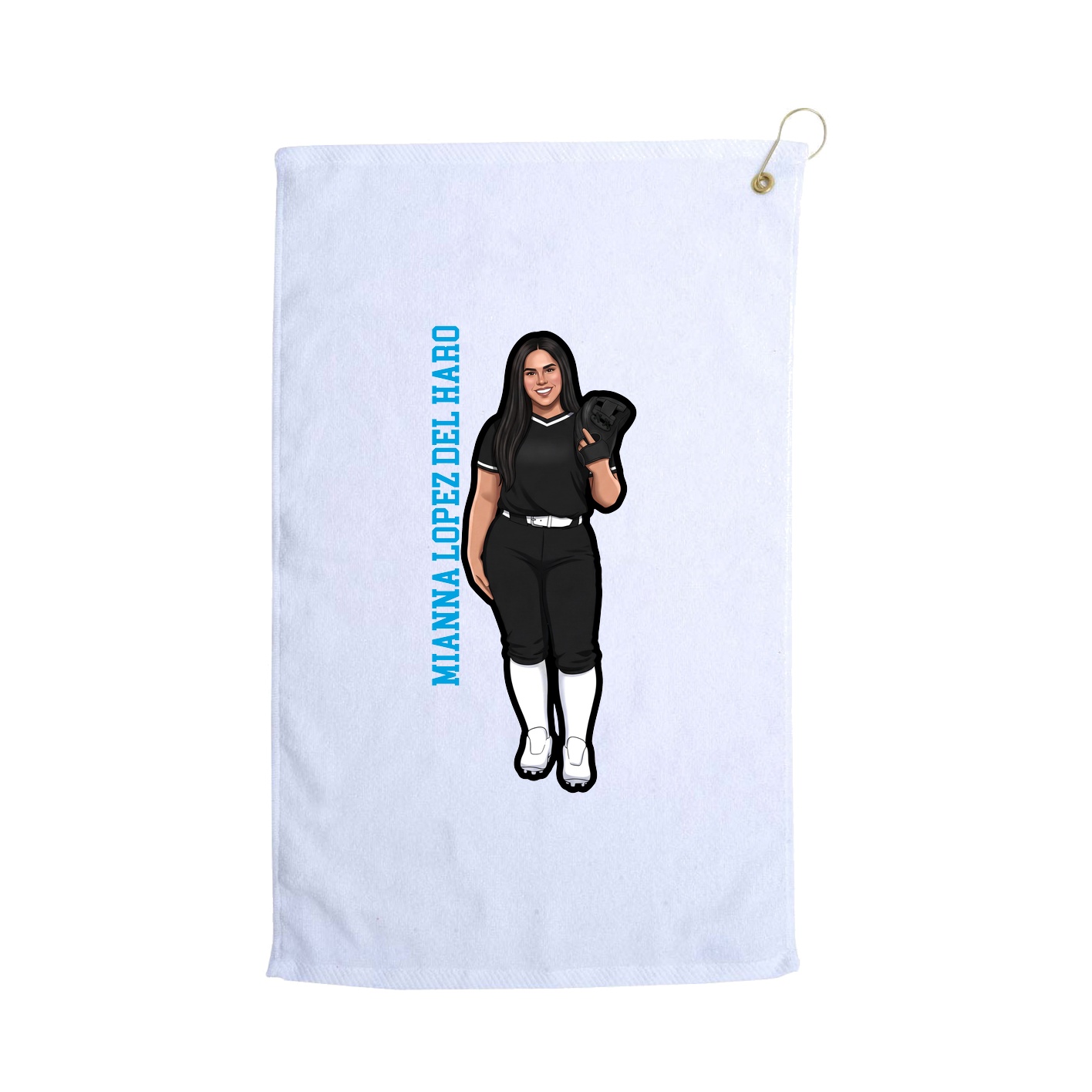 Golf Towel — Name Vertical in White
