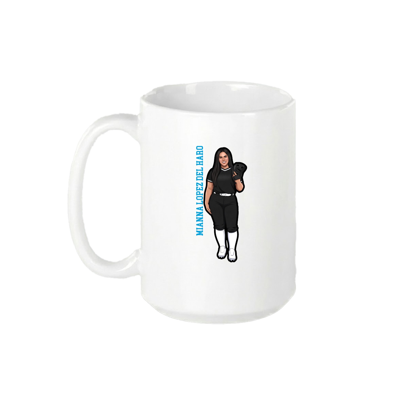 15oz Coffee Mug — Name Vertical in White