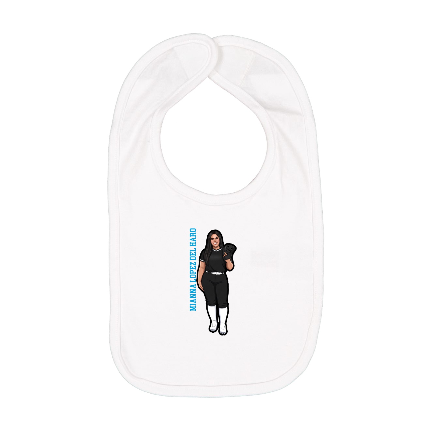 Infant Bib — Name Vertical in White