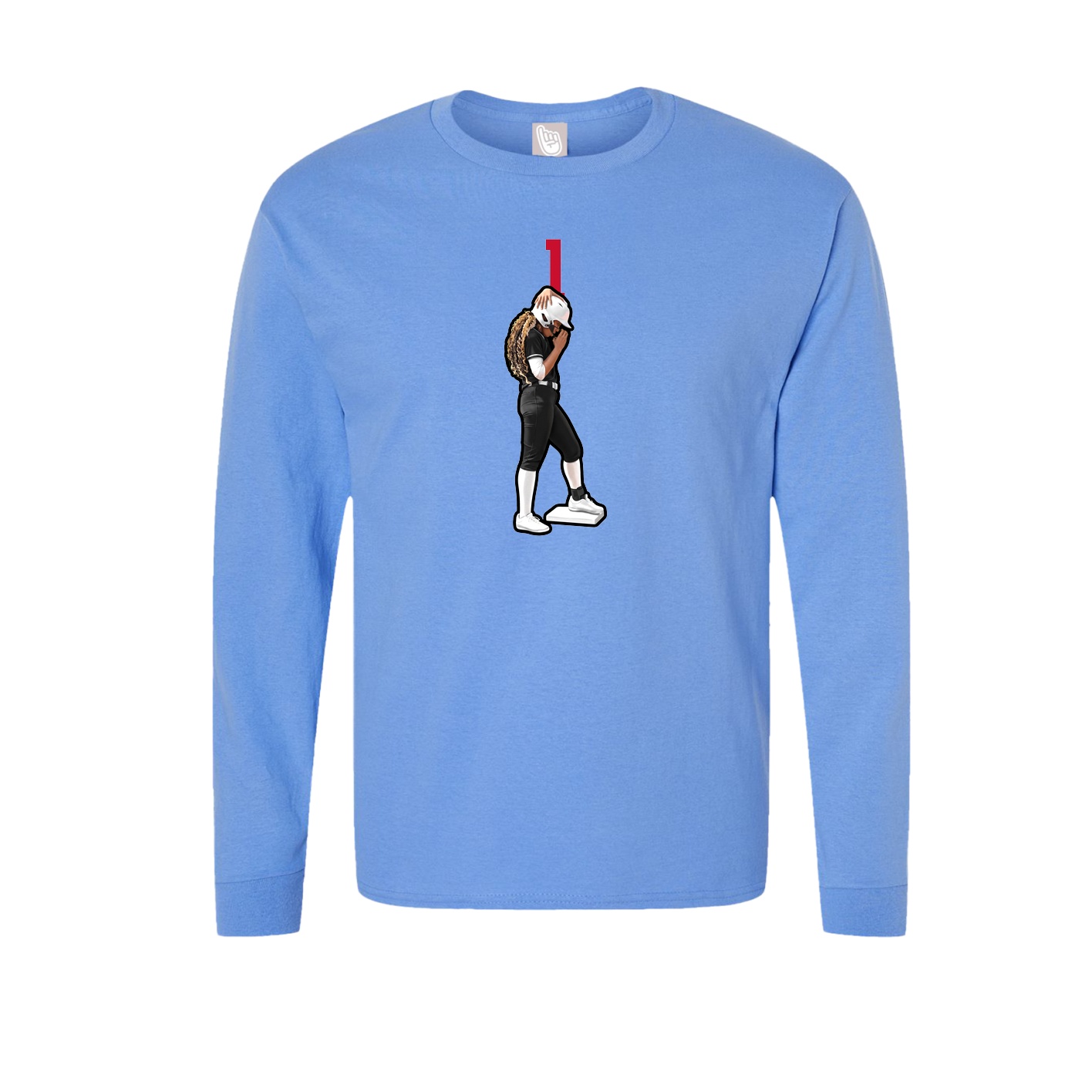 Long Sleeve Tee — Number Top in Powder Blue