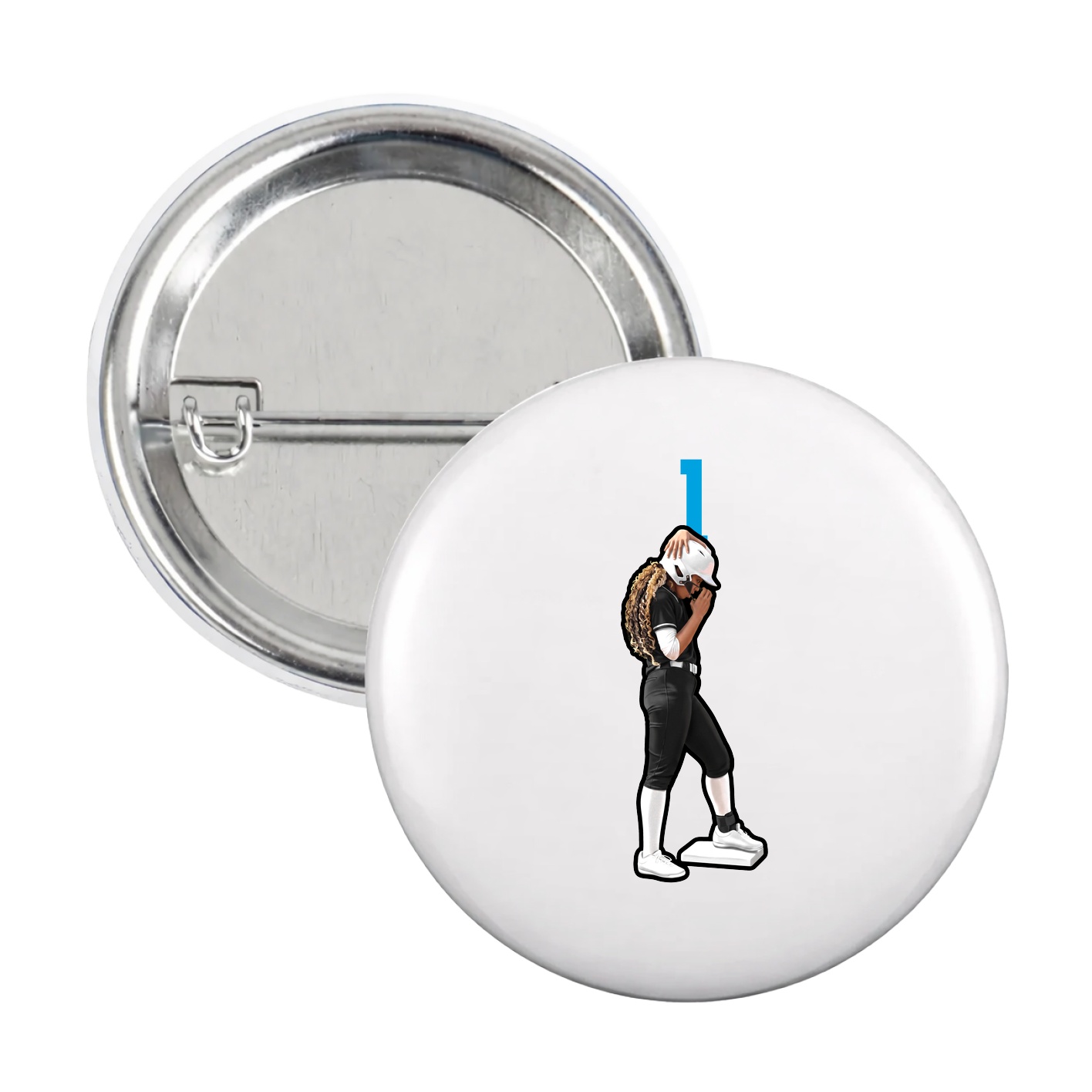 Game Day Button — Number Top in White