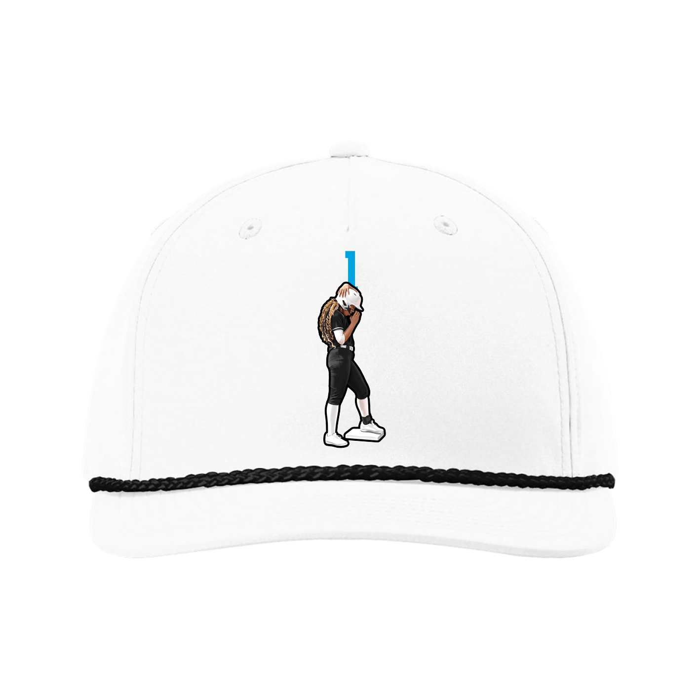 Five-Panel Classic Rope Cap — Number Top in White
