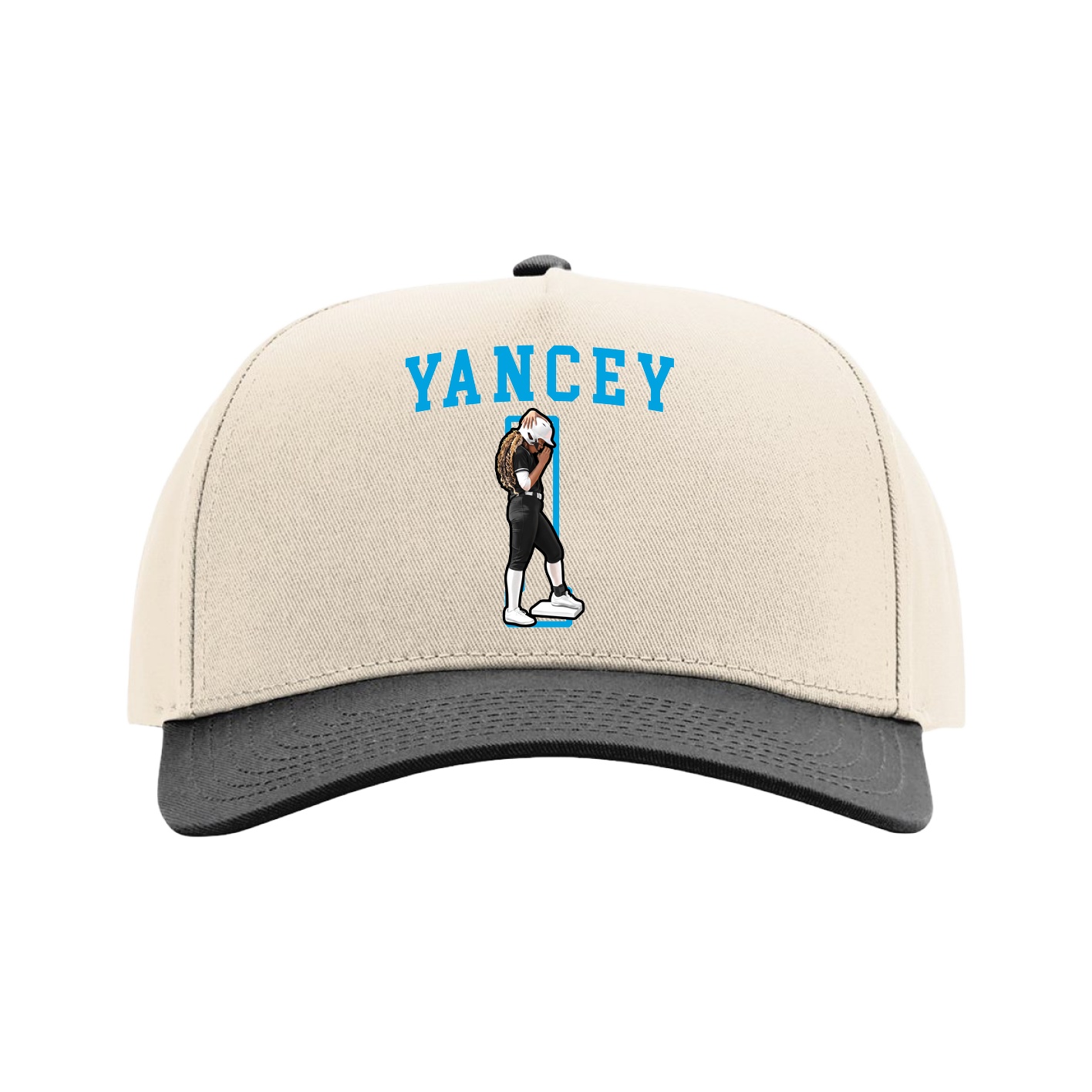 Full Fabric Five-Panel Champ Cap — Shirsey in Cream/Black