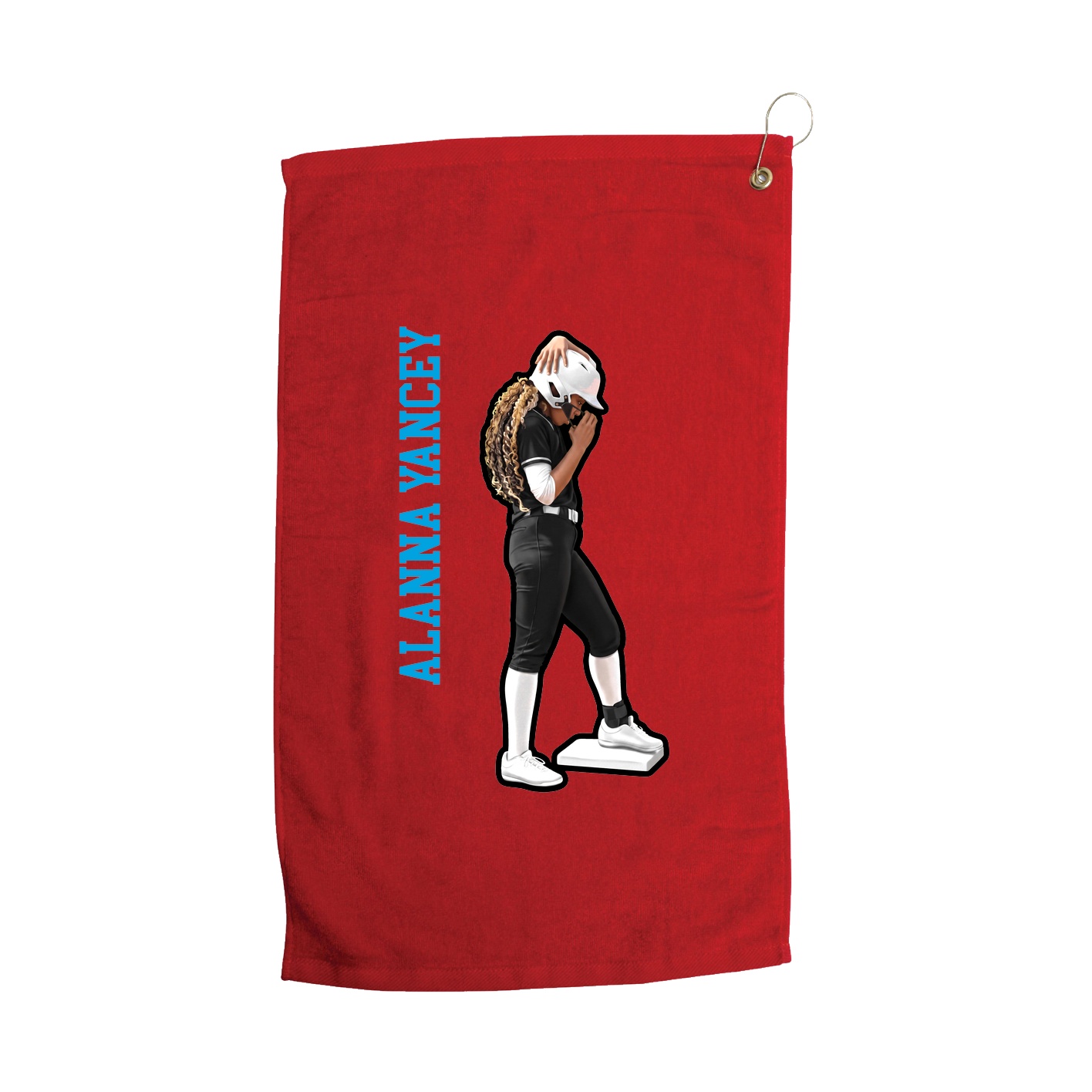 Golf Towel — Name Vertical in Red