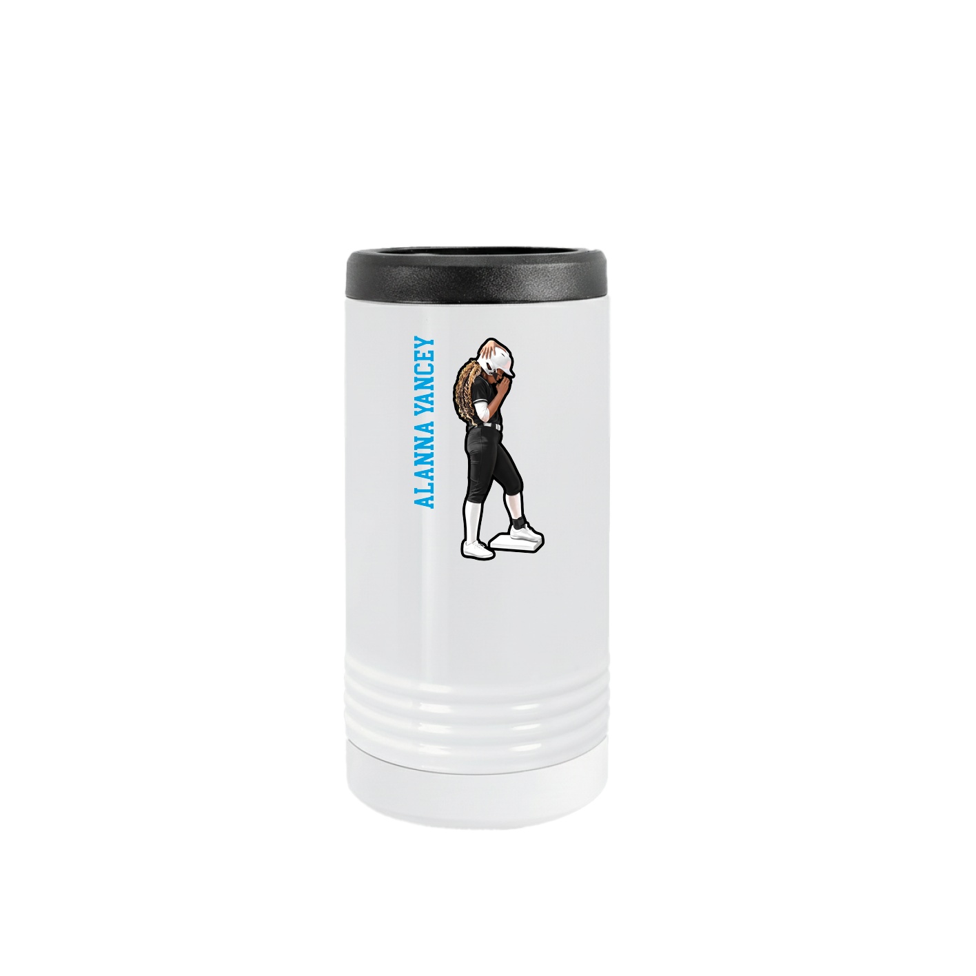 Slim Beverage Holder — Name Vertical in White